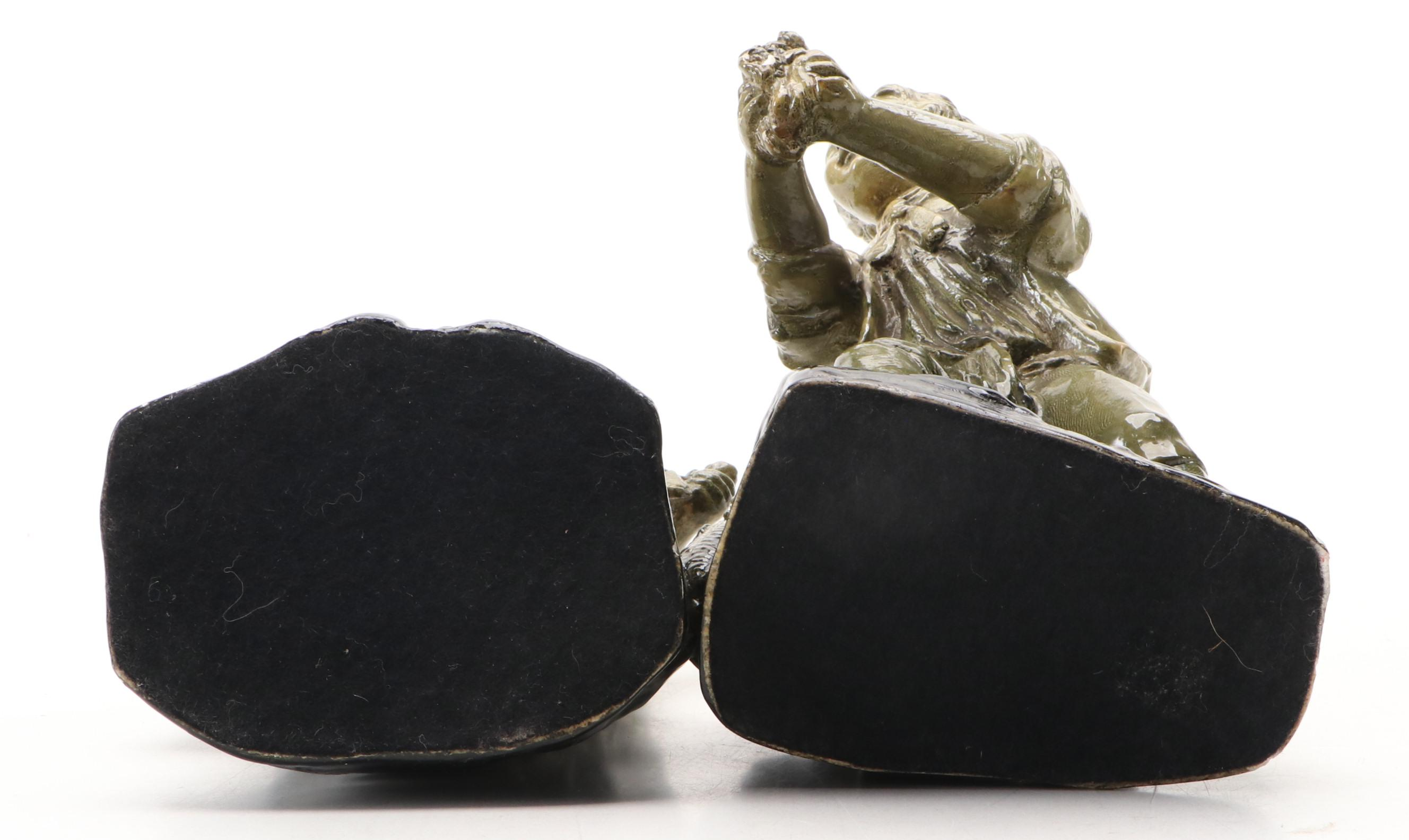 Rococo Style Painted Chalkware Children Gathering Flowers Figurines