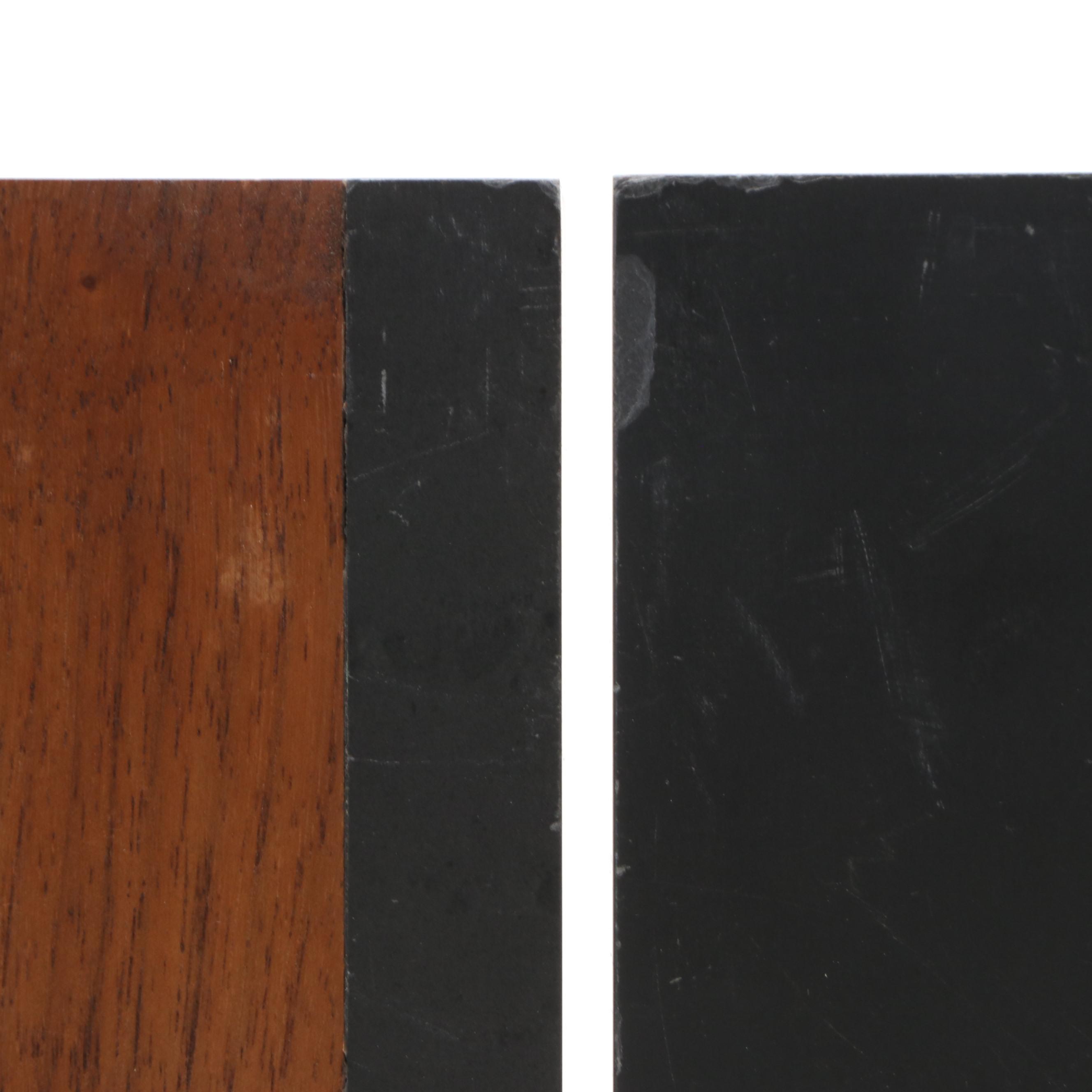 Harpswell House Style Mid Century Modern Slate and Walnut Bookends