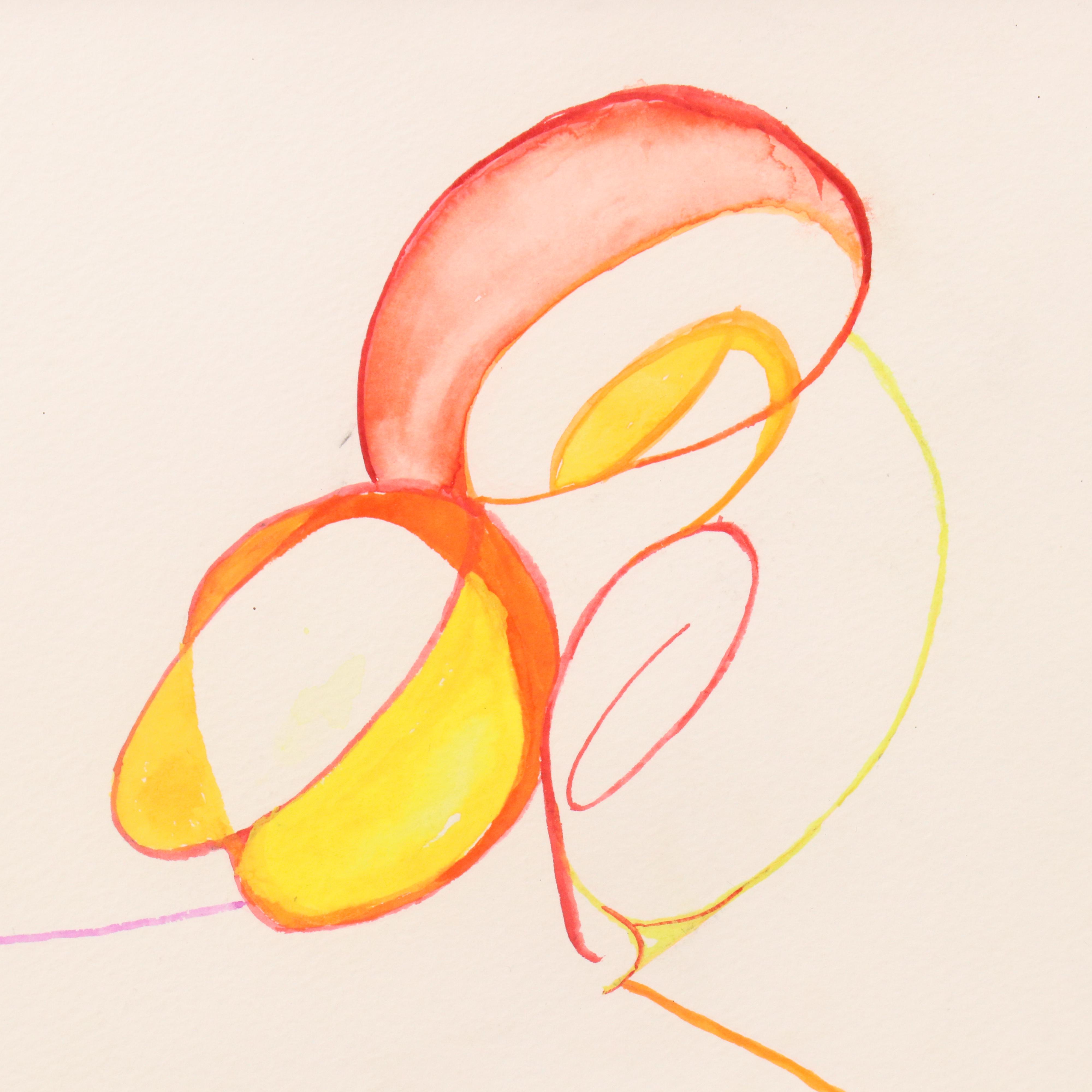 Gestural Abstract Figurative Watercolor Painting, 2008