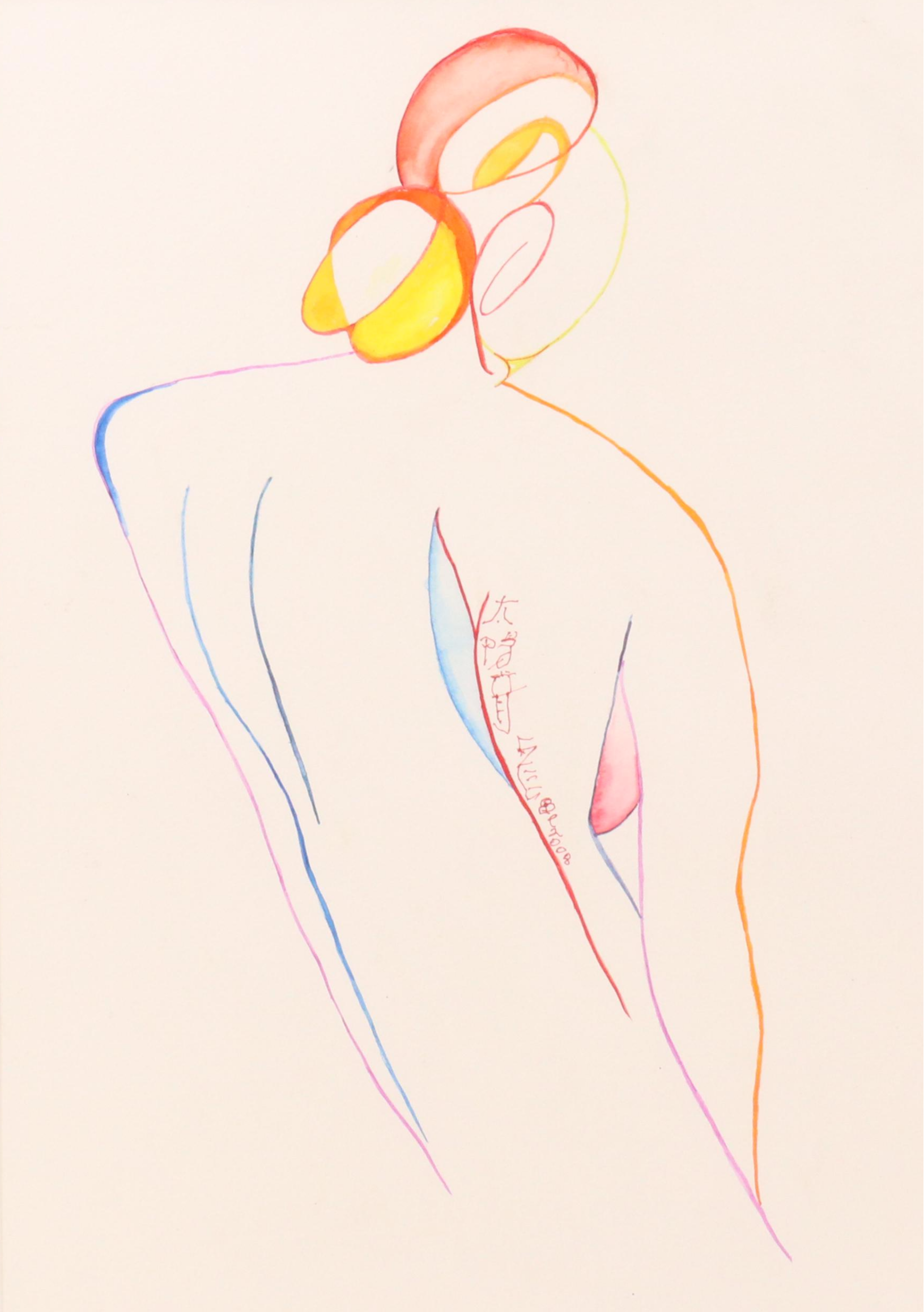 Gestural Abstract Figurative Watercolor Painting, 2008