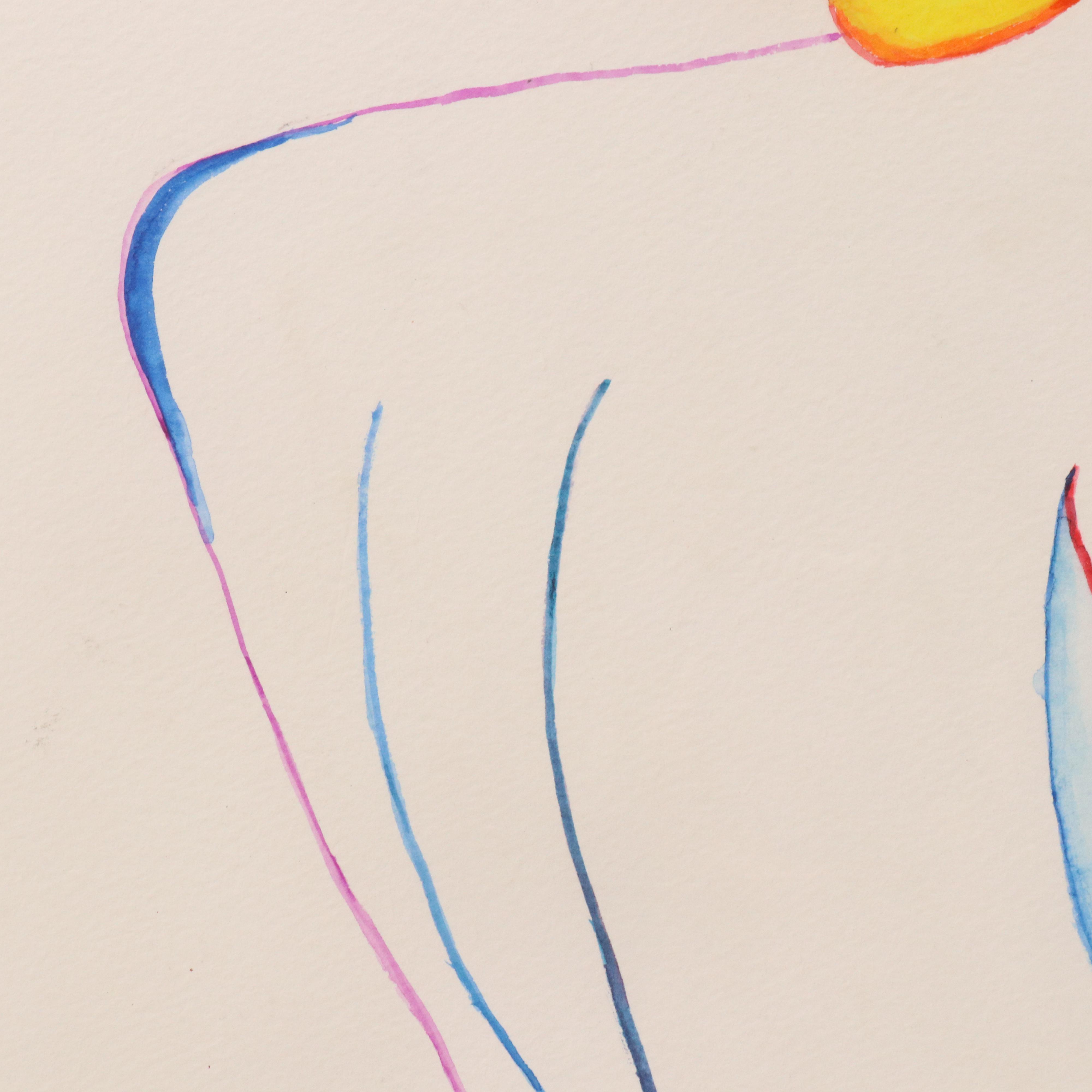 Gestural Abstract Figurative Watercolor Painting, 2008