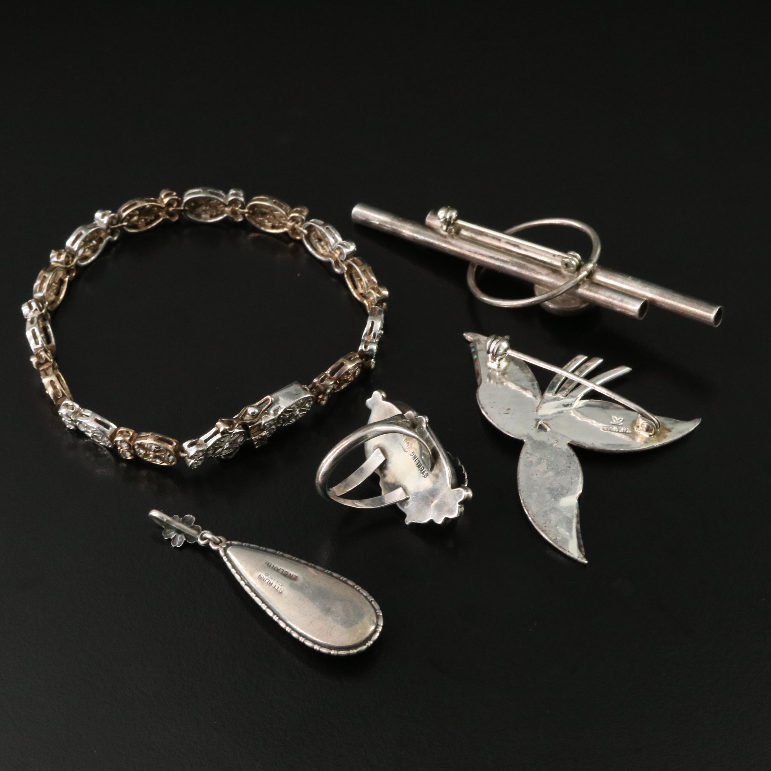 Abalone, Morpho Butterfly Wing and Chalcedony Featured in Sterling Jewelry