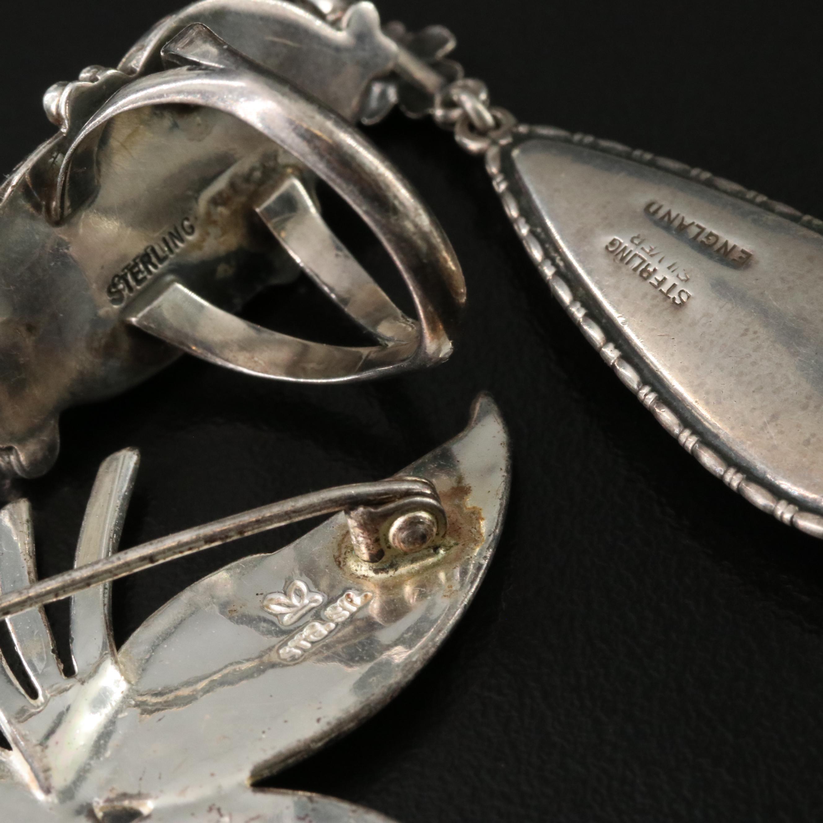 Abalone, Morpho Butterfly Wing and Chalcedony Featured in Sterling Jewelry