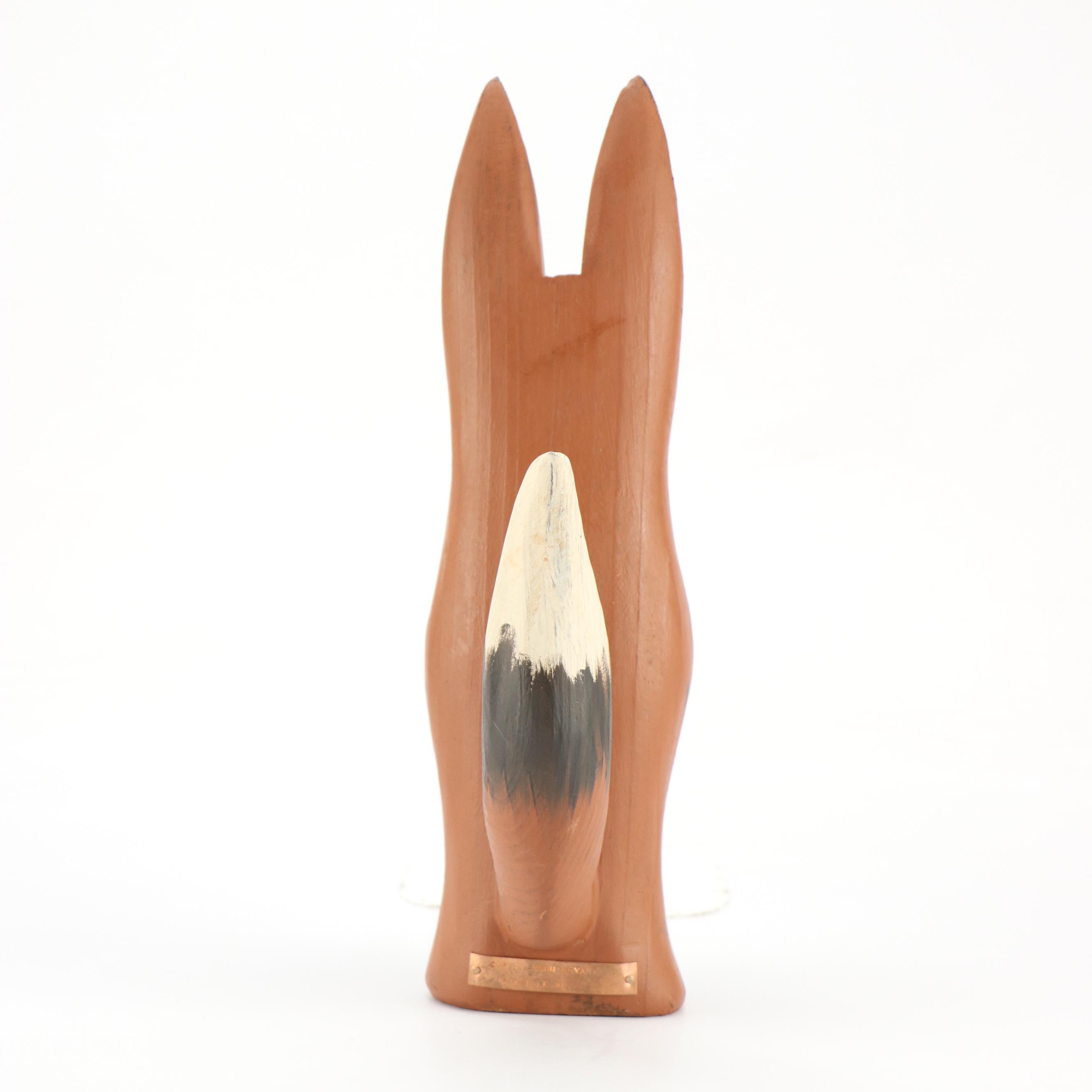 Capt. Veron Bryant Folk Art Carved and Painted Wood Fox Sculpture