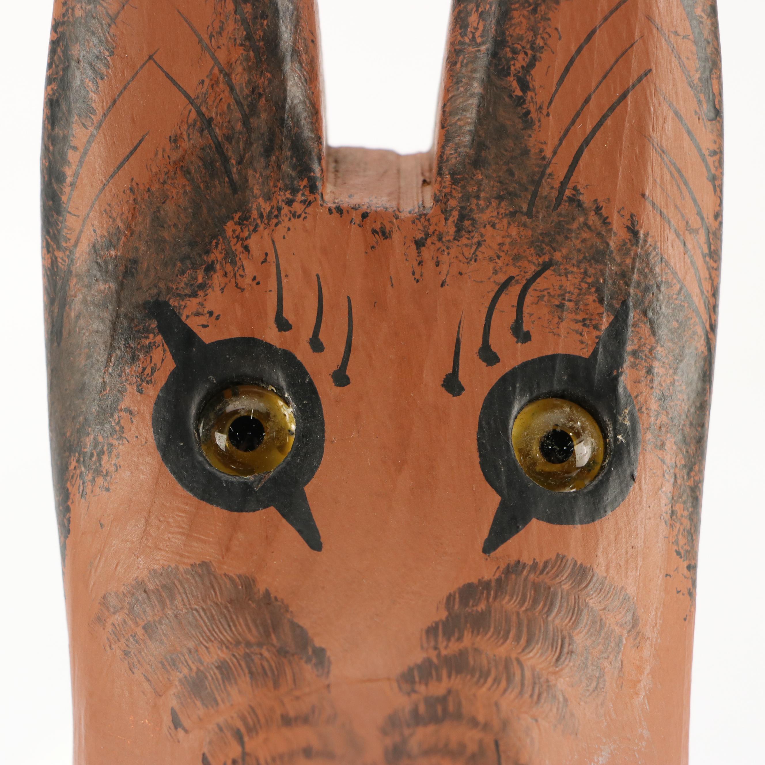 Capt. Veron Bryant Folk Art Carved and Painted Wood Fox Sculpture