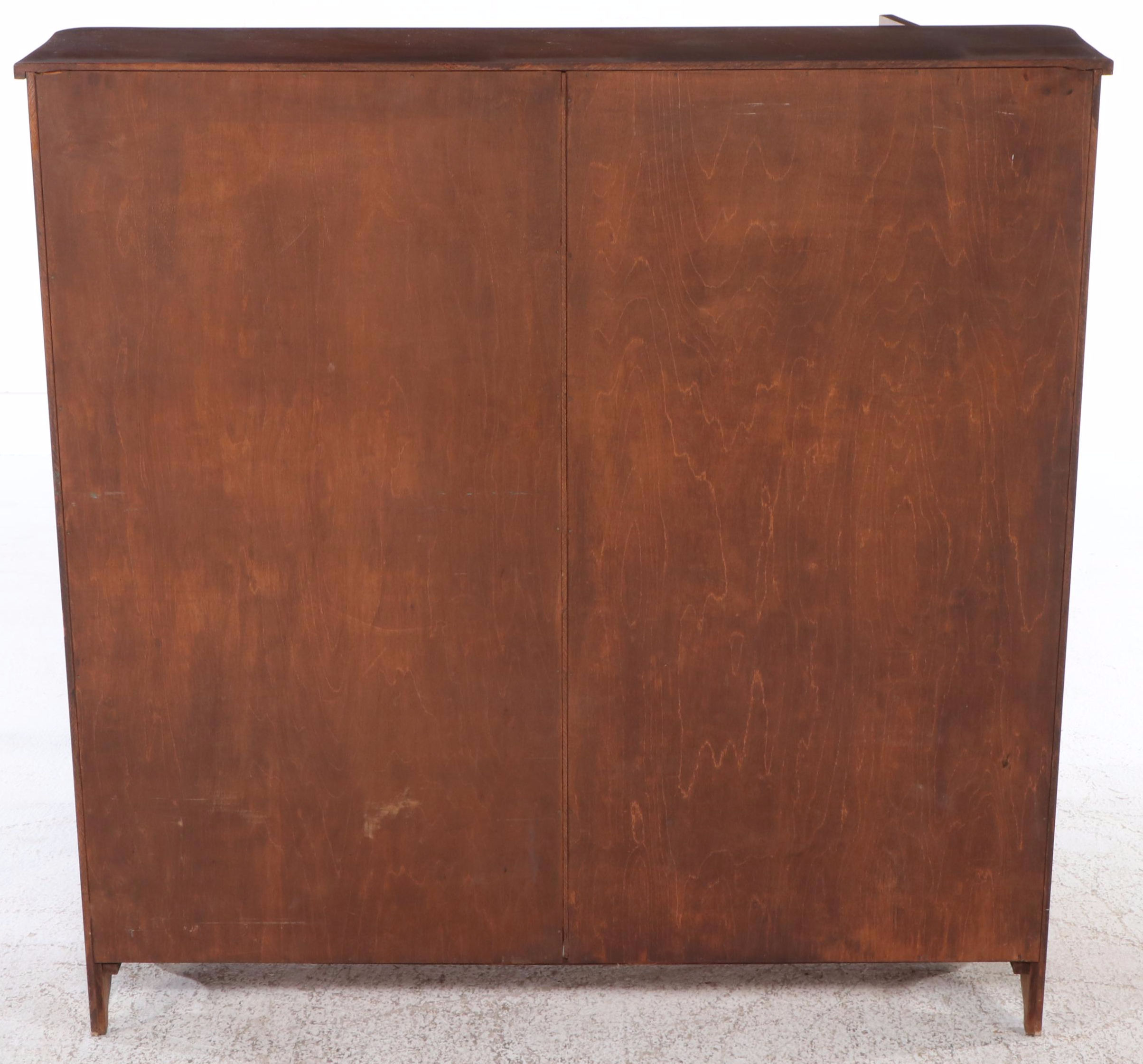 Art Deco Style Glass Front Mahogany Finish Bookcase Cabinet