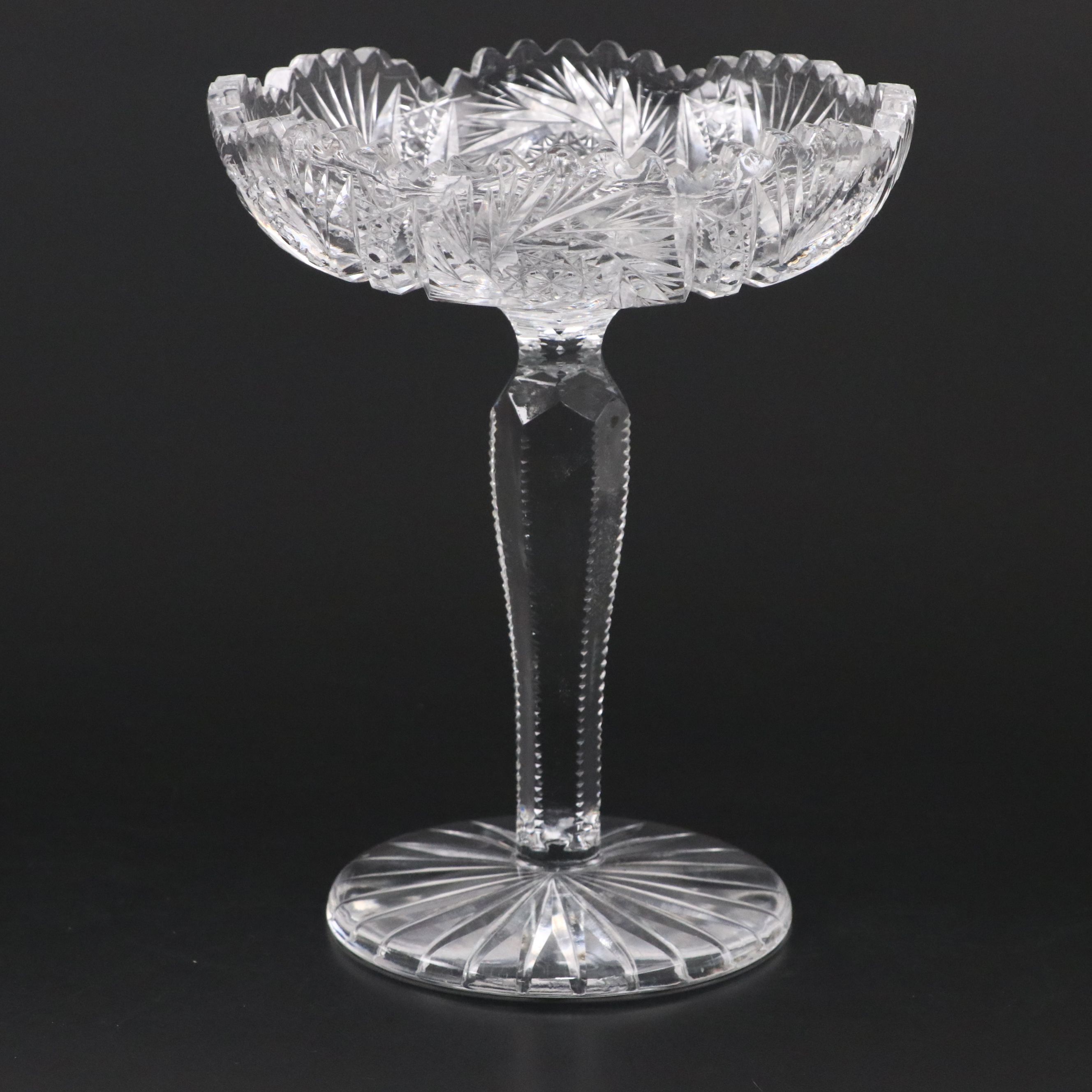 American Brilliant Style Cut Glass Compote and Other Serving Pieces