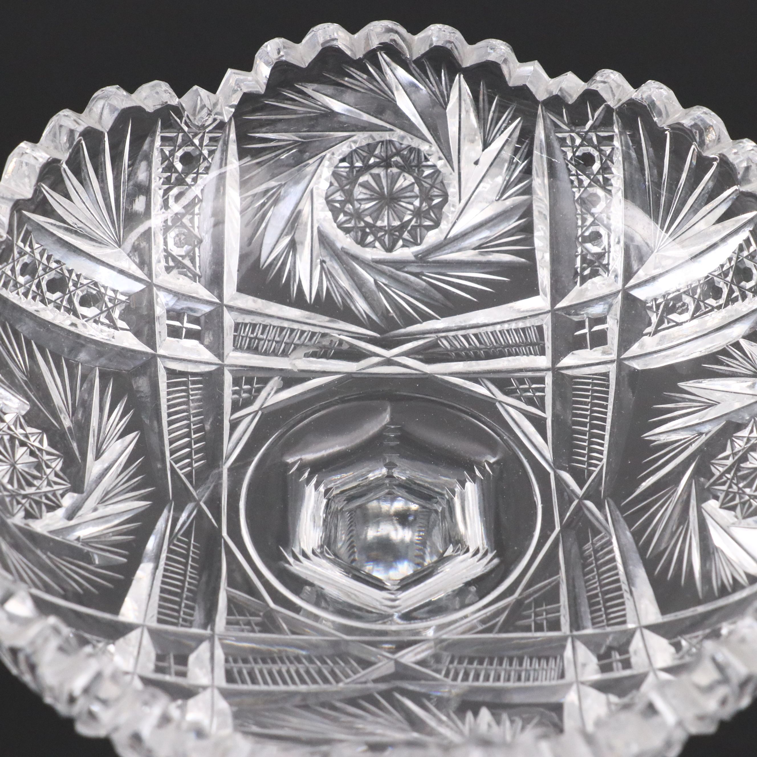 American Brilliant Style Cut Glass Compote and Other Serving Pieces