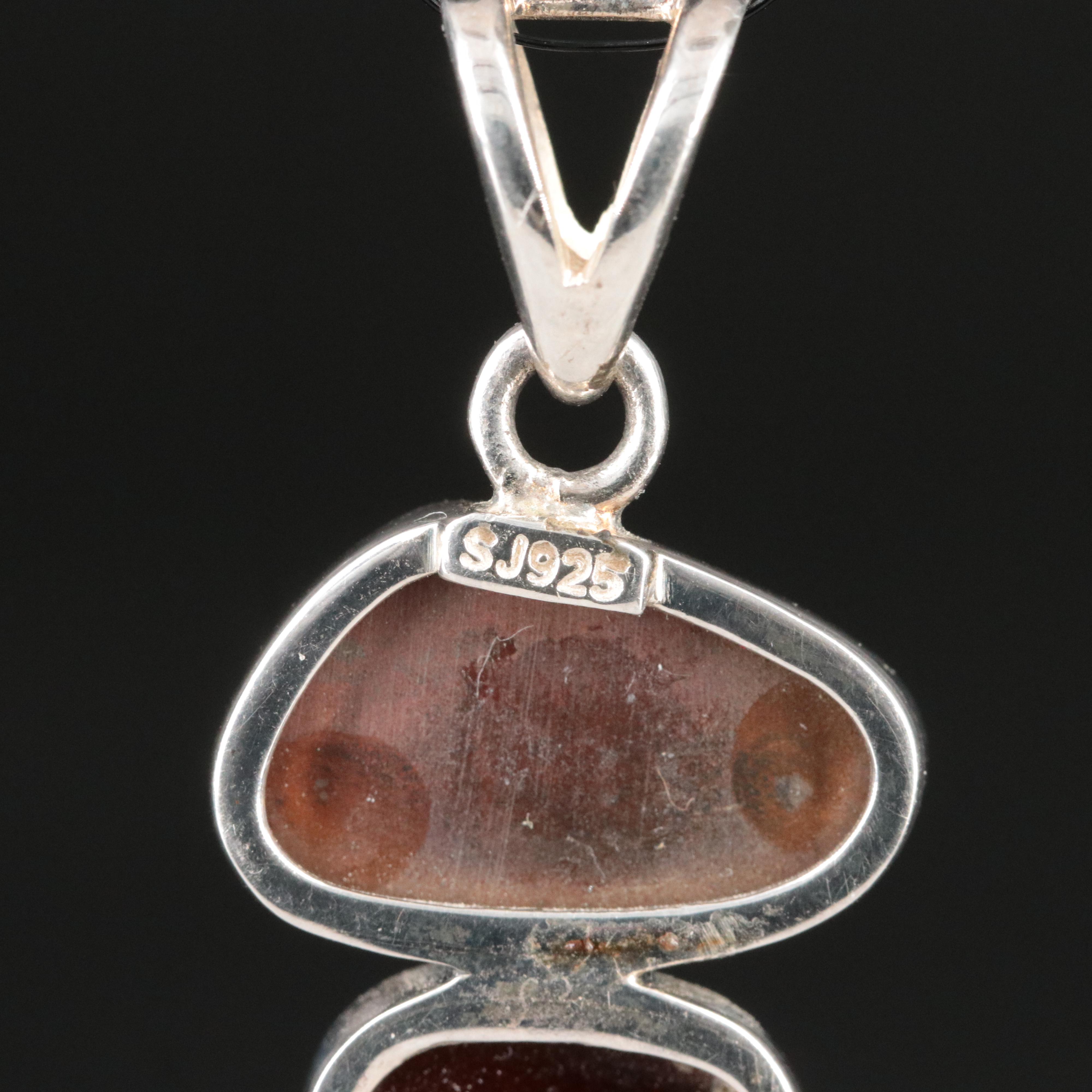 Sterling Ammolite Triplet, Hessonite and Garnet Pendant