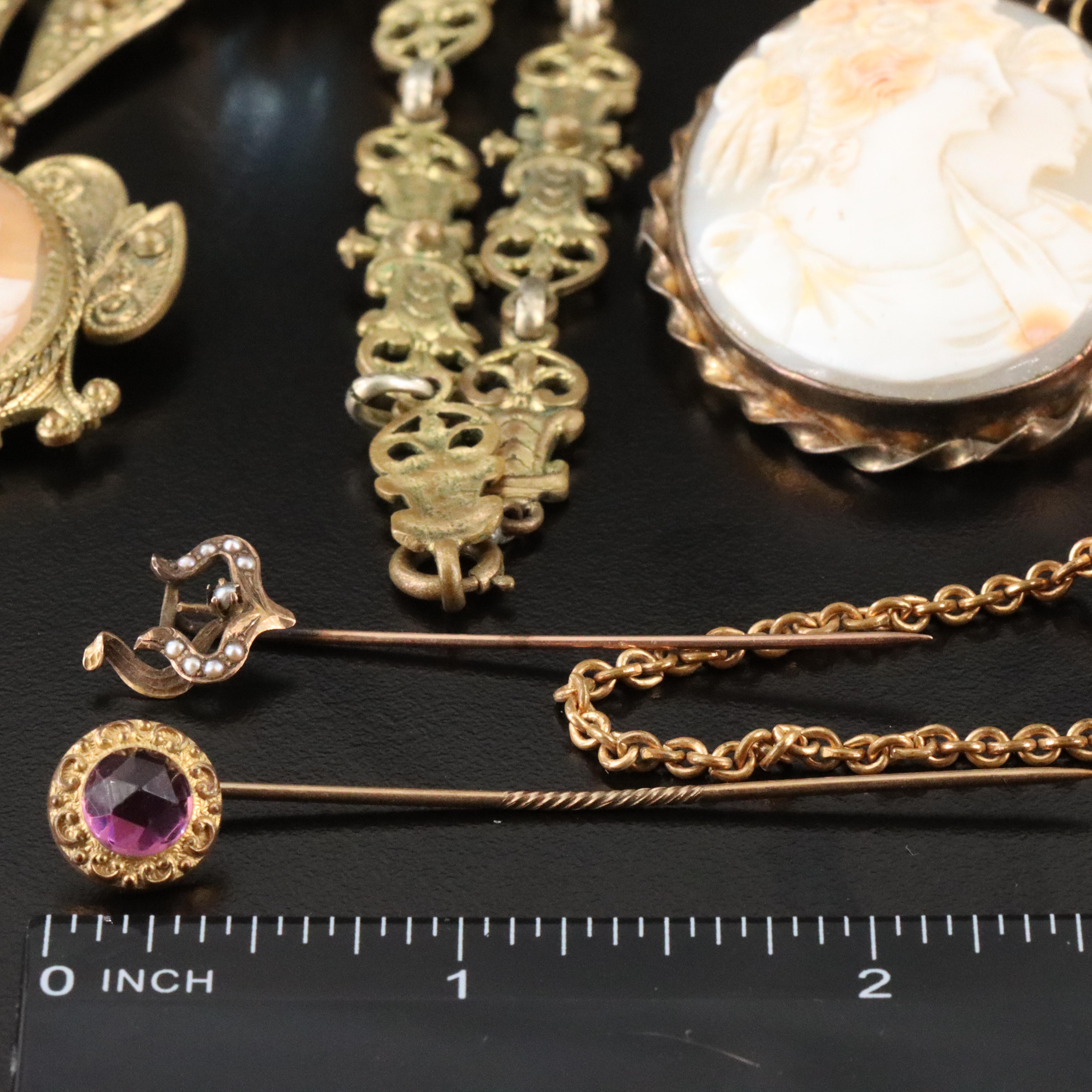 Cameos, 800 Silver and Czech Glass Featured in Vintage and Antique Jewelry