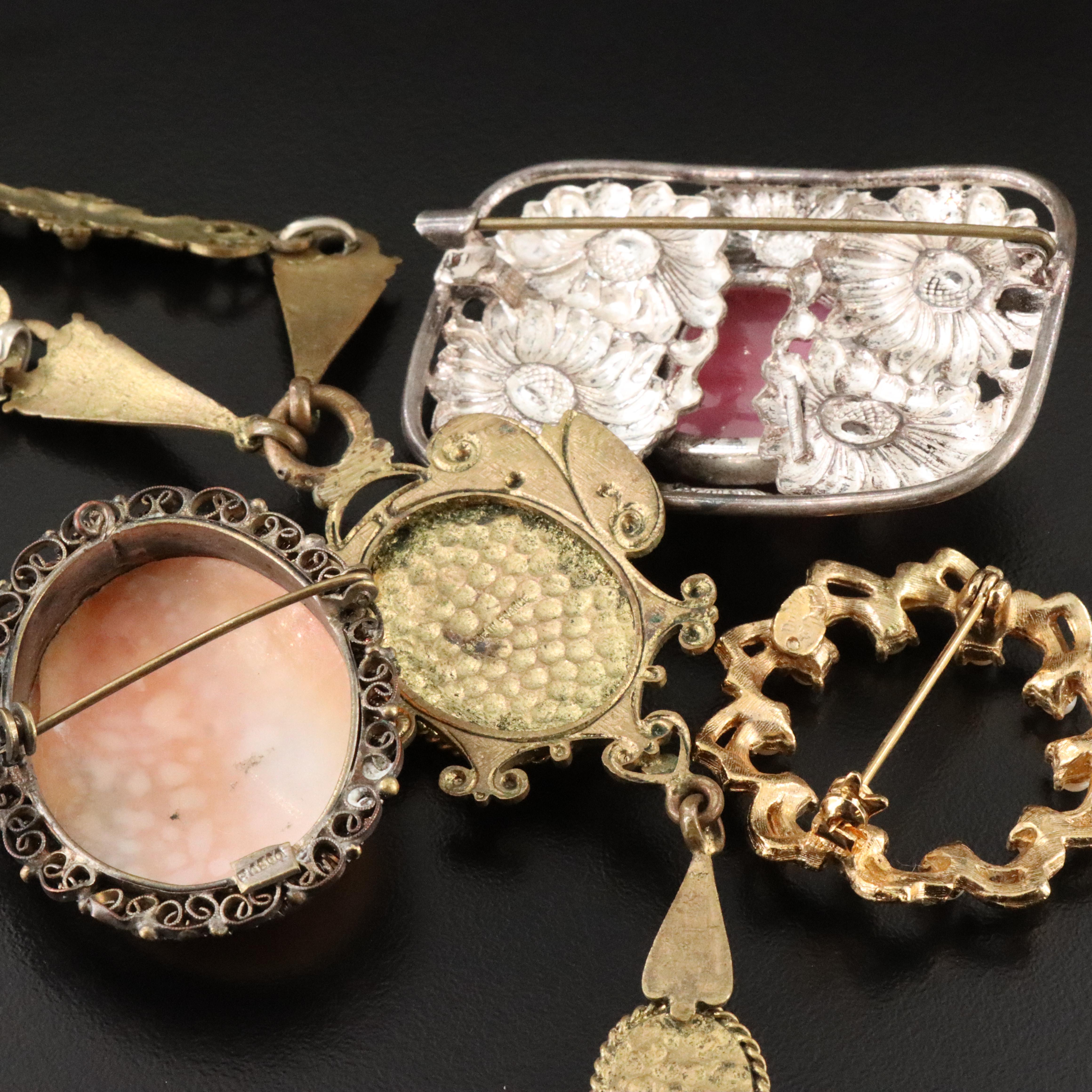 Cameos, 800 Silver and Czech Glass Featured in Vintage and Antique Jewelry