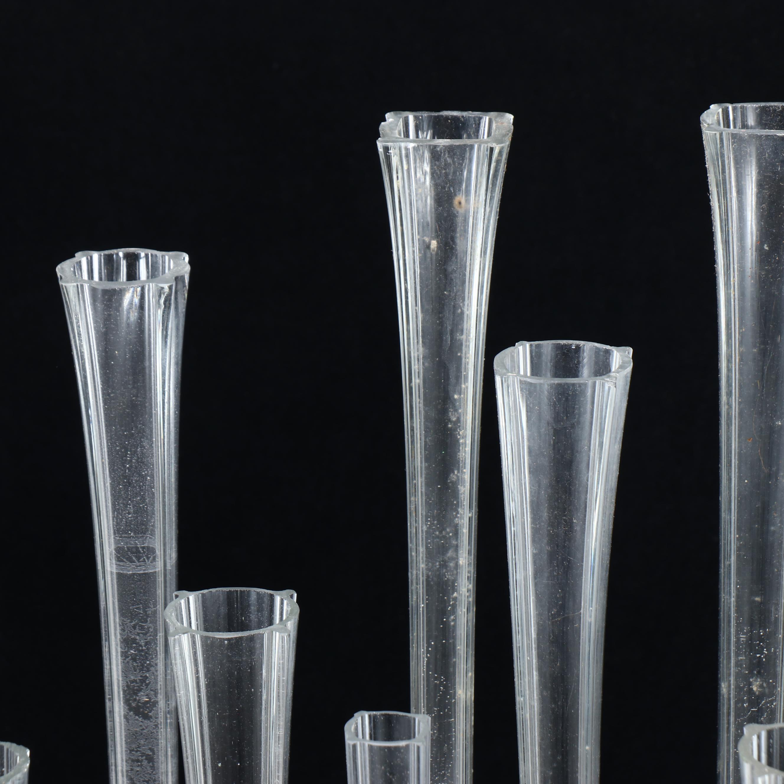 Tall Clear Glass Bud Vases of Heights Between 24" and 30"