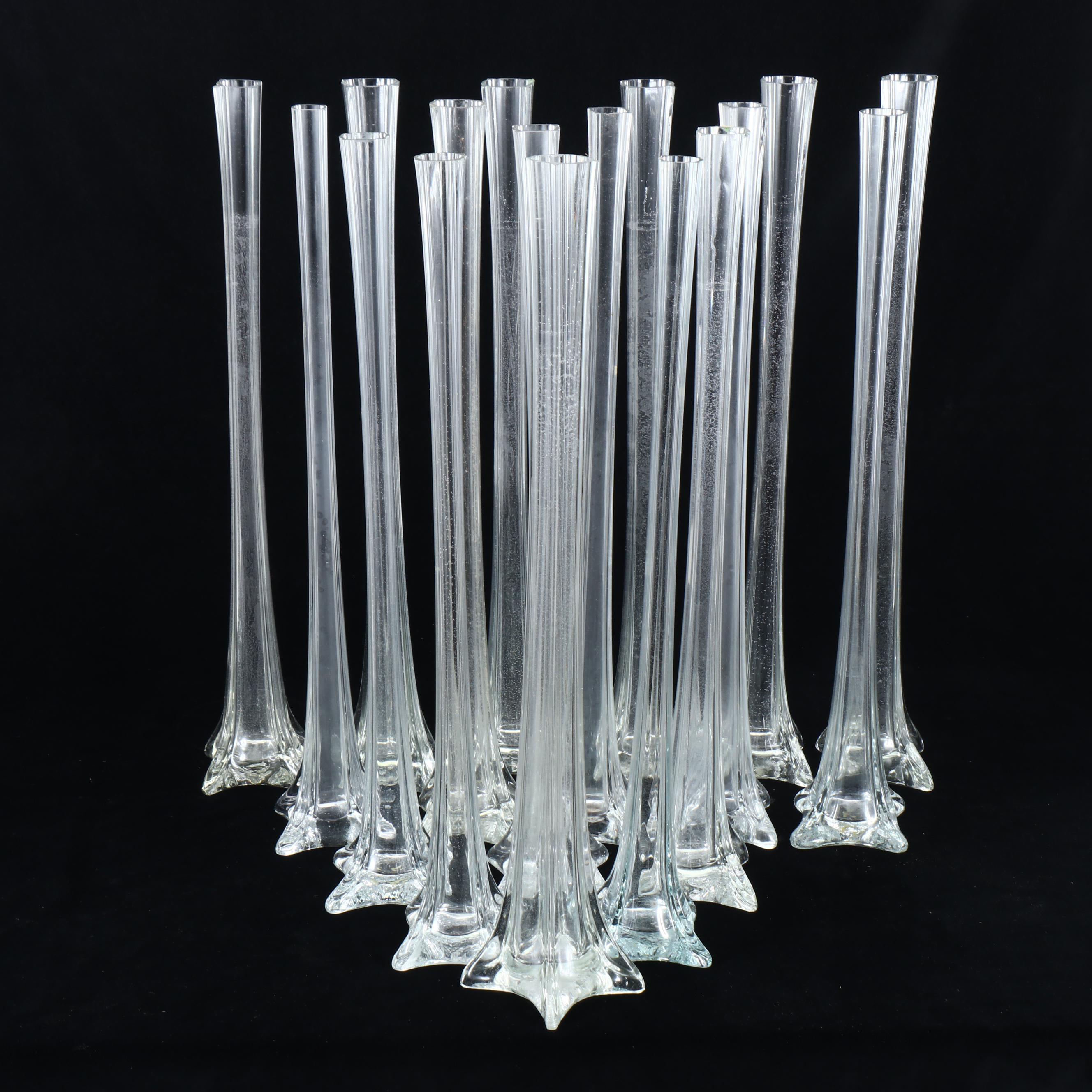 Tall Clear Glass Bud Vases of Heights Between 24" and 30"