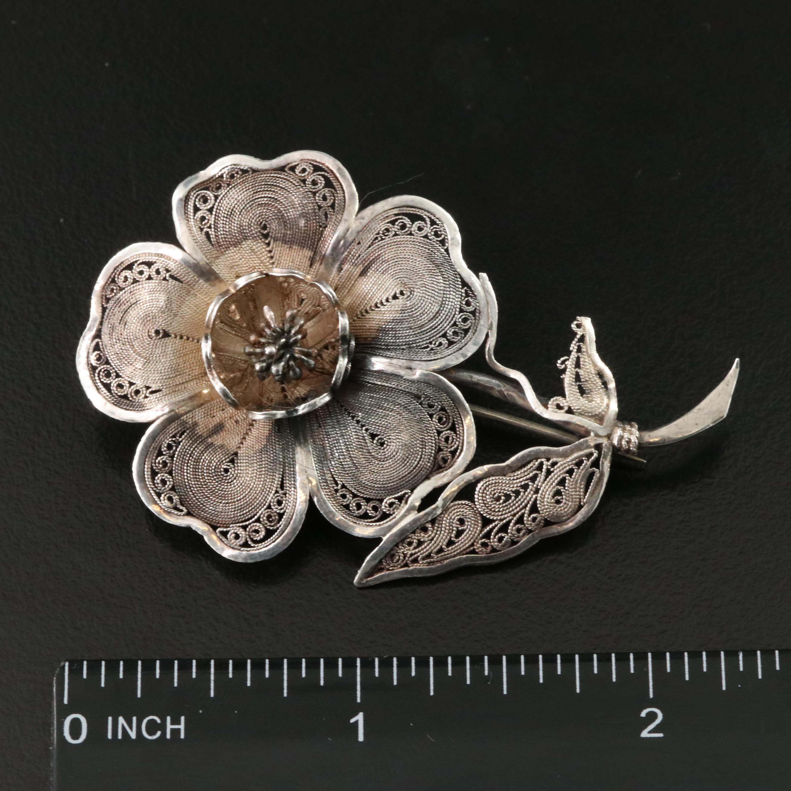 Vintage Sterling and 900 Silver Filigree Jewelry