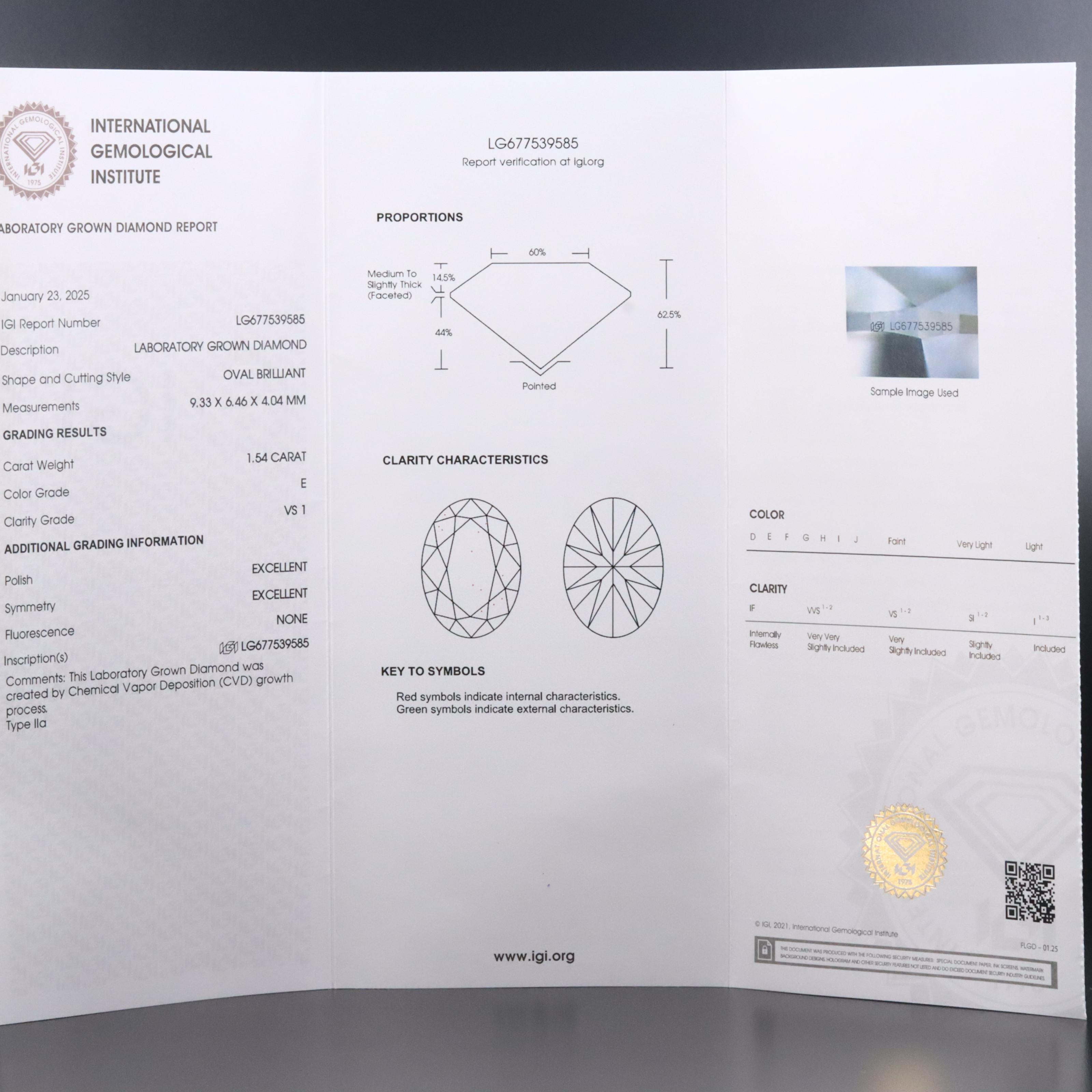 Platinum 2.86 CTW Lab Grown Diamond Stud Earrings with IGI Reports