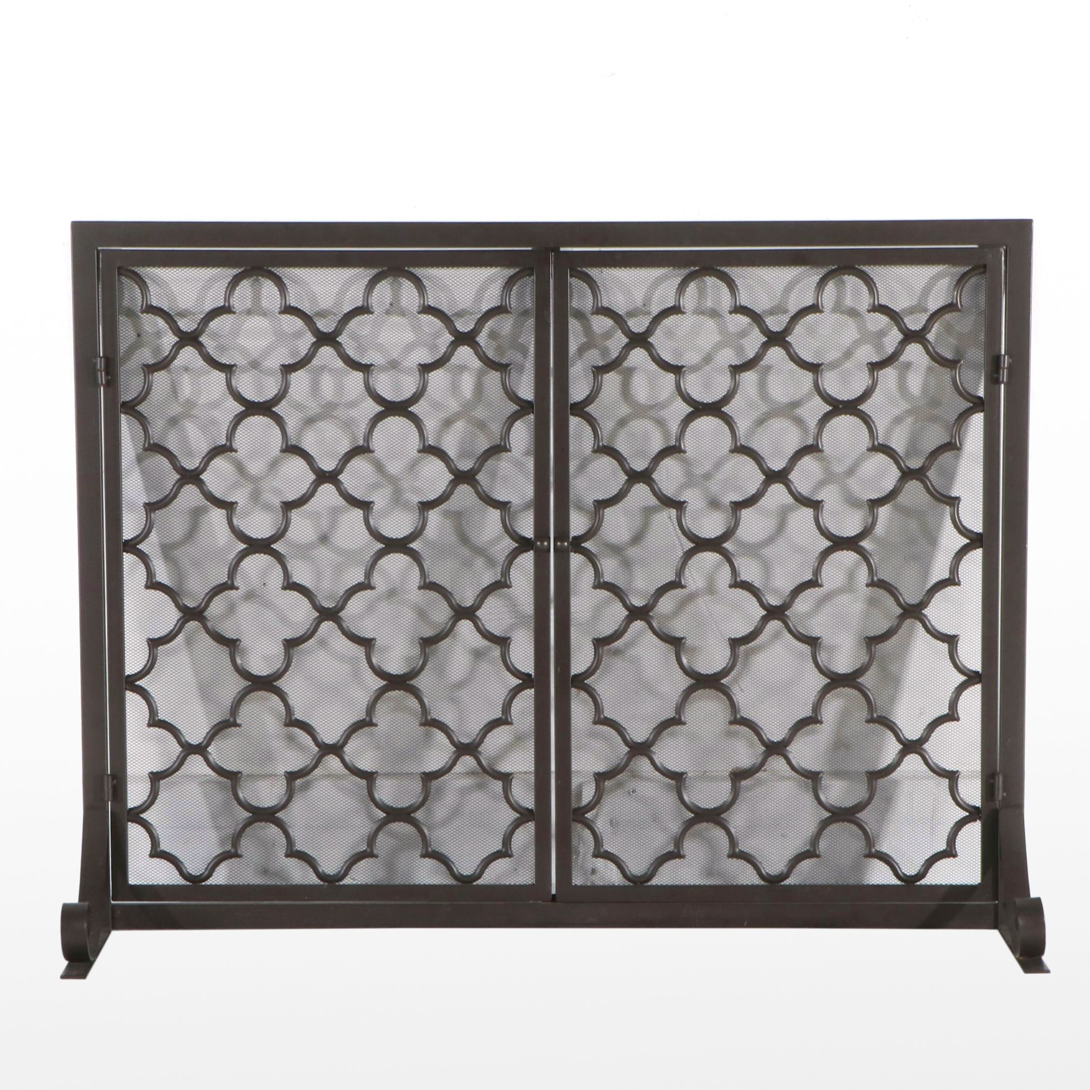 Plow & Hearth Geometric Fireplace Screen with Doors