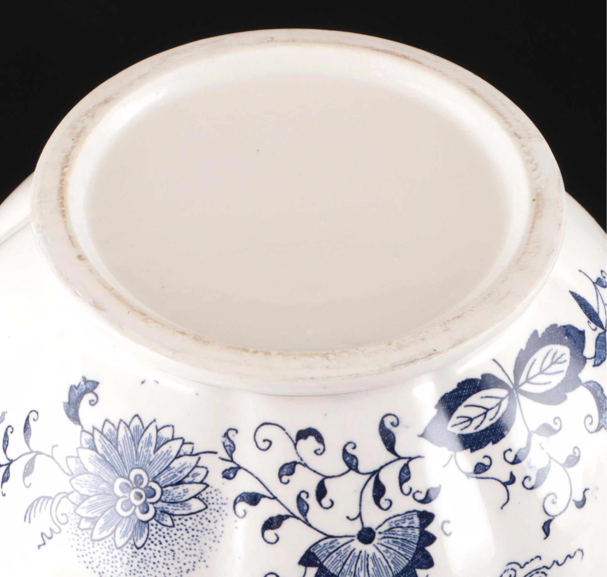 Japanese Blue Floral Ceramic Pitcher and Plates with Other Floral Tableware