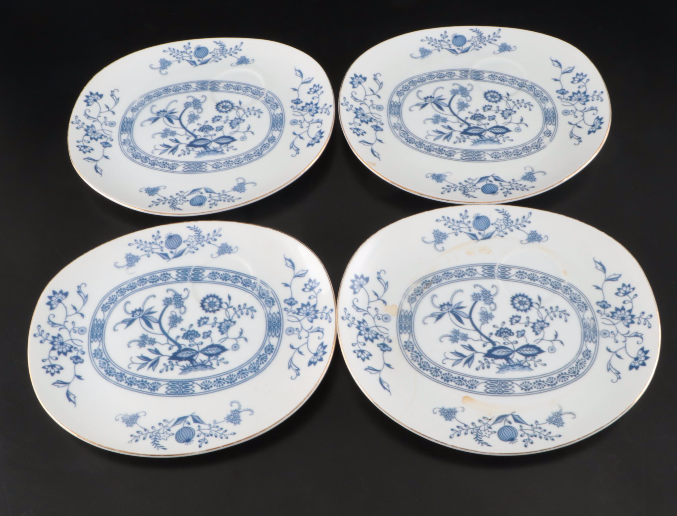 Japanese Blue Floral Ceramic Pitcher and Plates with Other Floral Tableware