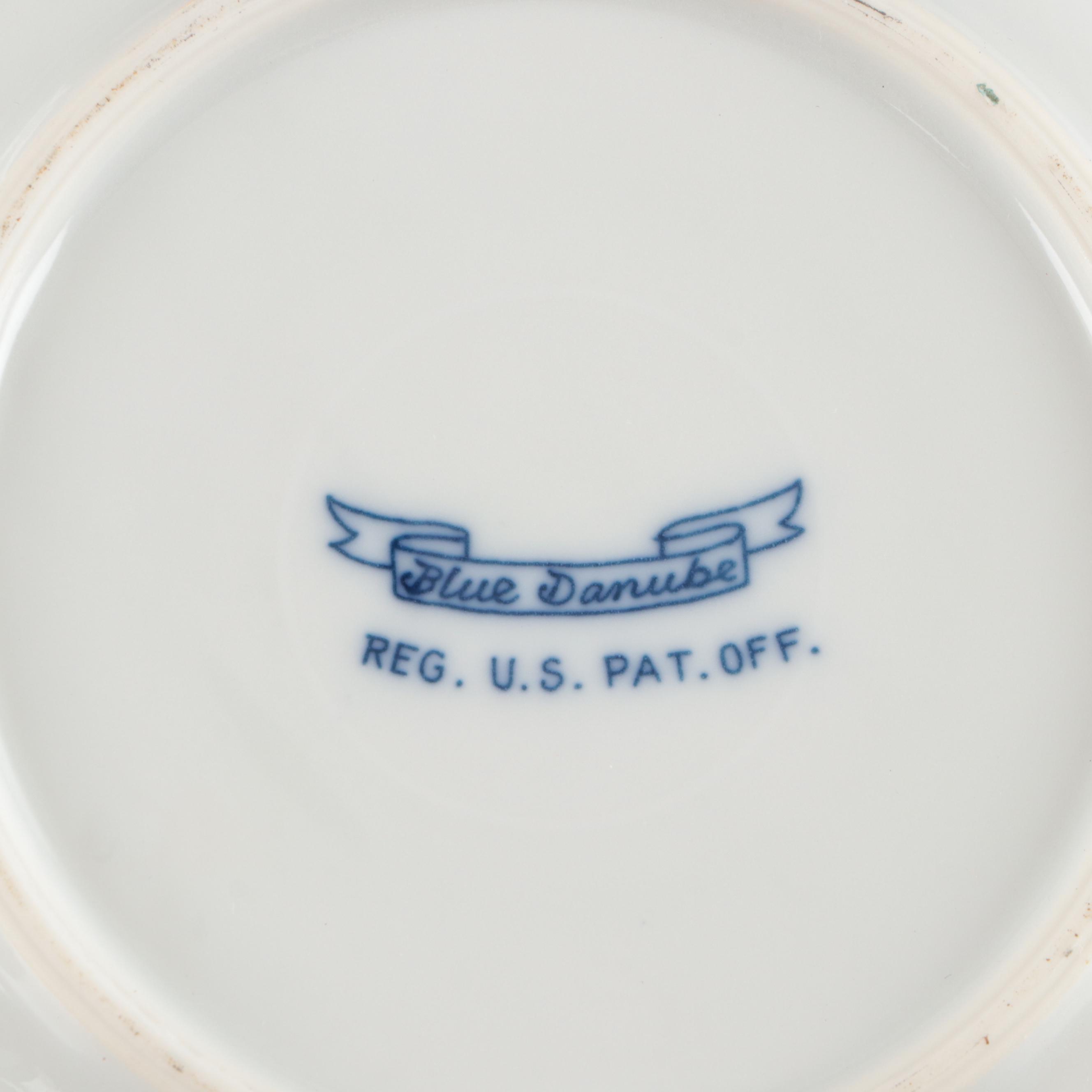 Japanese Blue Floral Ceramic Pitcher and Plates with Other Floral Tableware