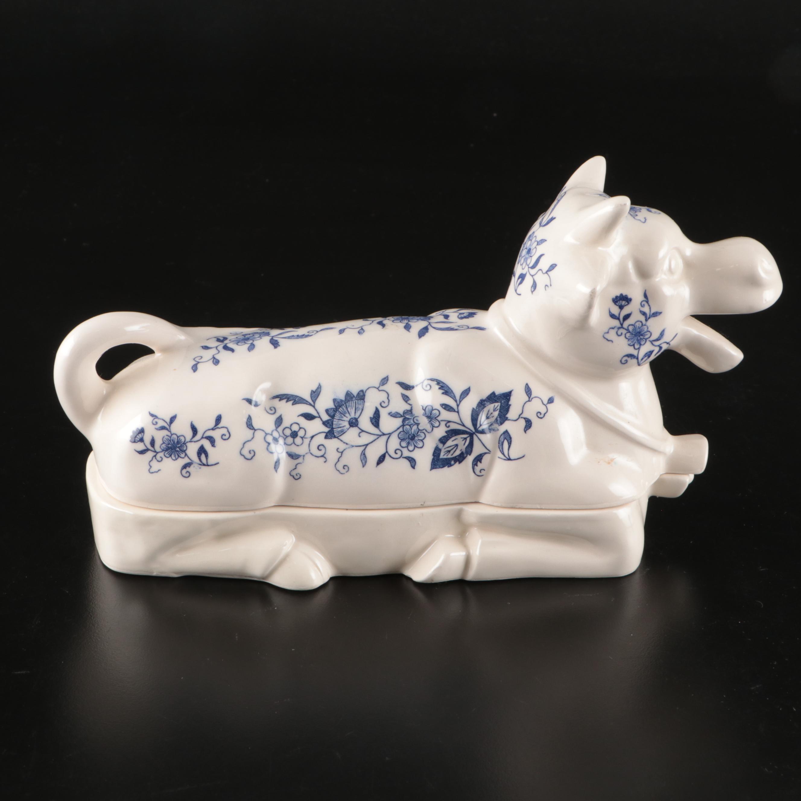 Japanese Blue Floral Ceramic Pitcher and Plates with Other Floral Tableware