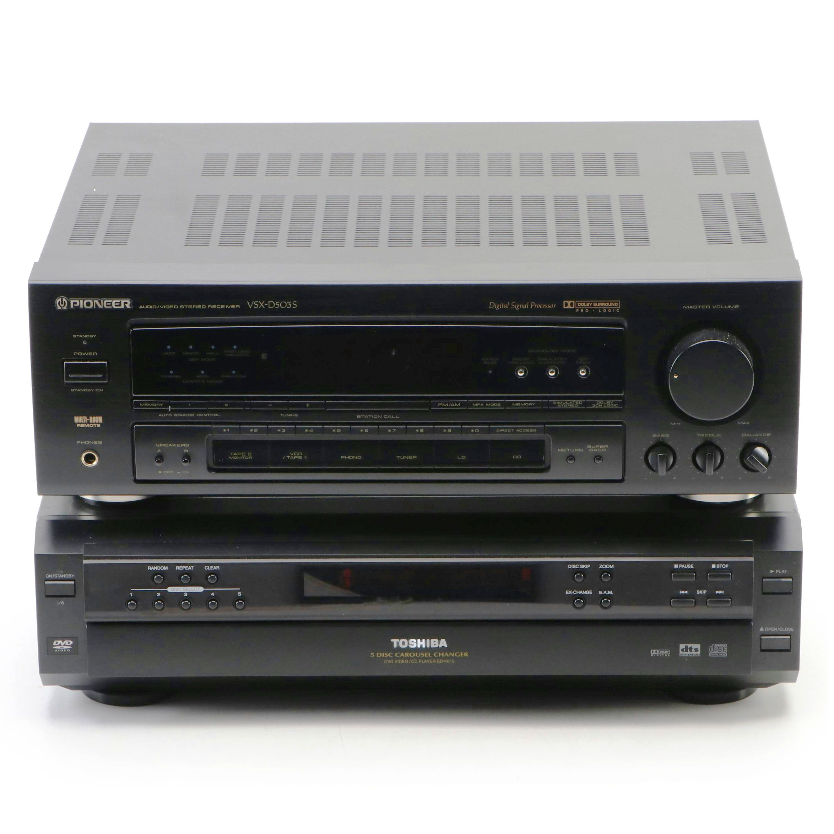 Pioneer Audio/Video Stereo Receiver with Toshiba DVD/CD Player