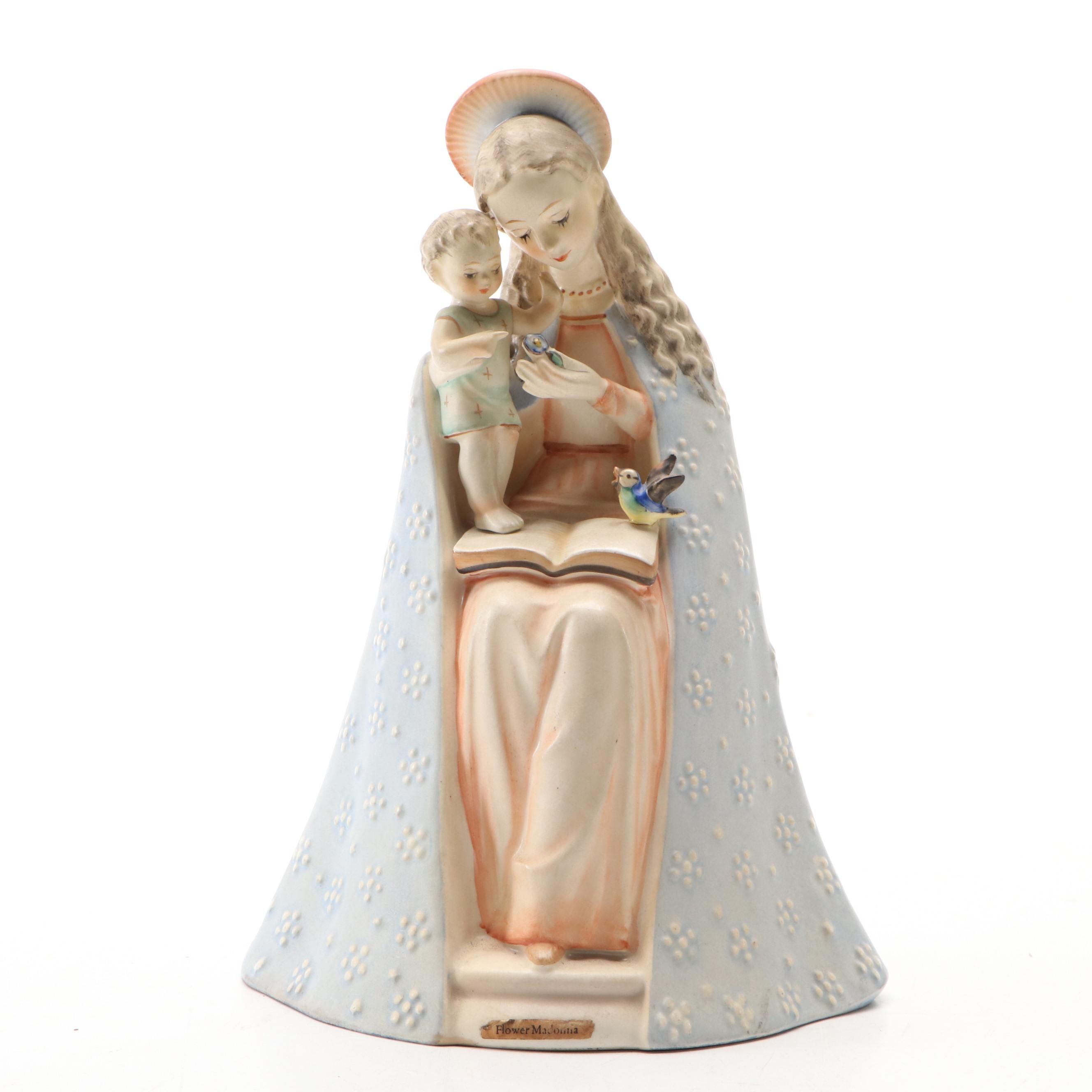 Goebel "Flower Madonna" Porcelain Hummel Figurine, Mid to Late 20th Century