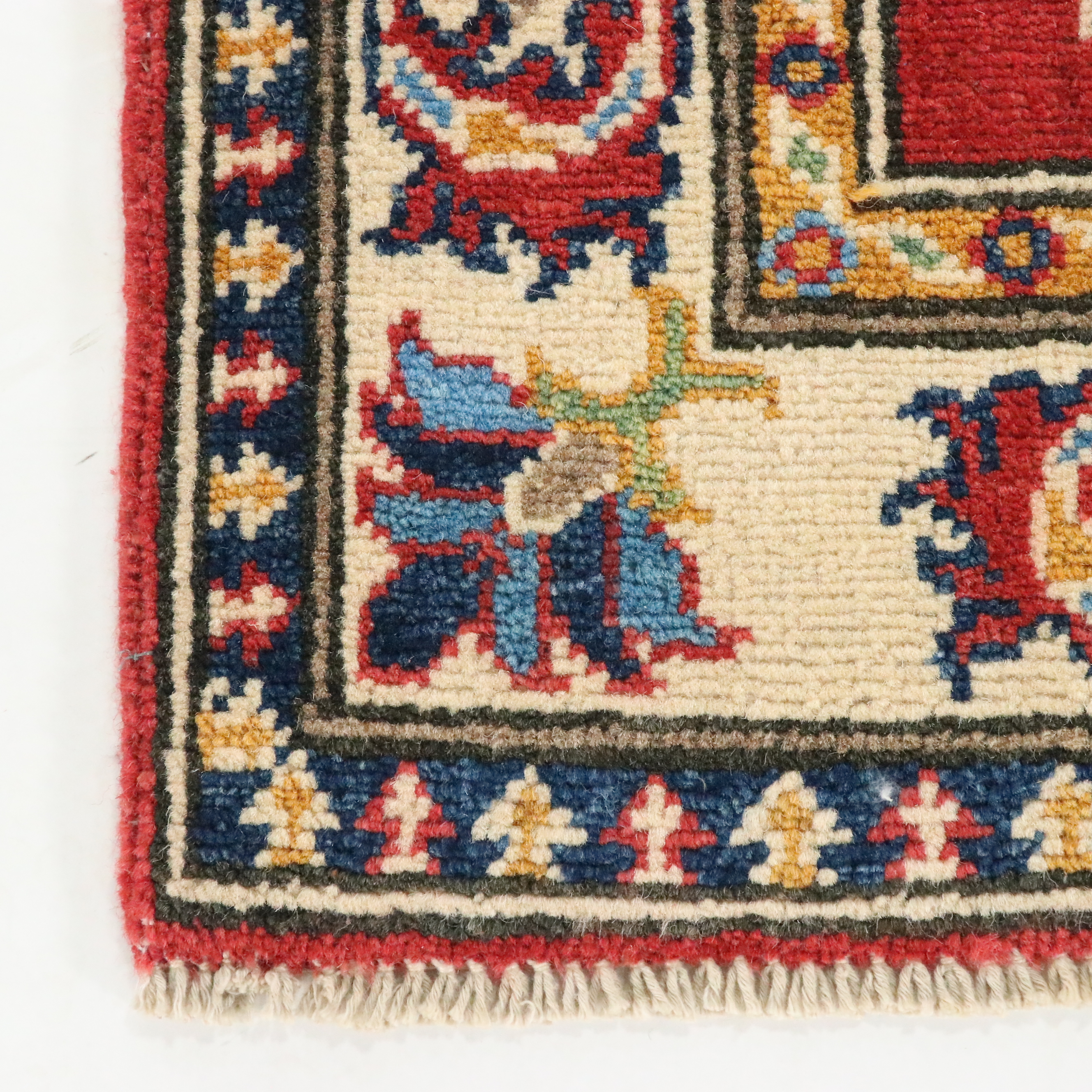 2' x 2'11 Hand-Knotted Afghan Kazak Accent Rug