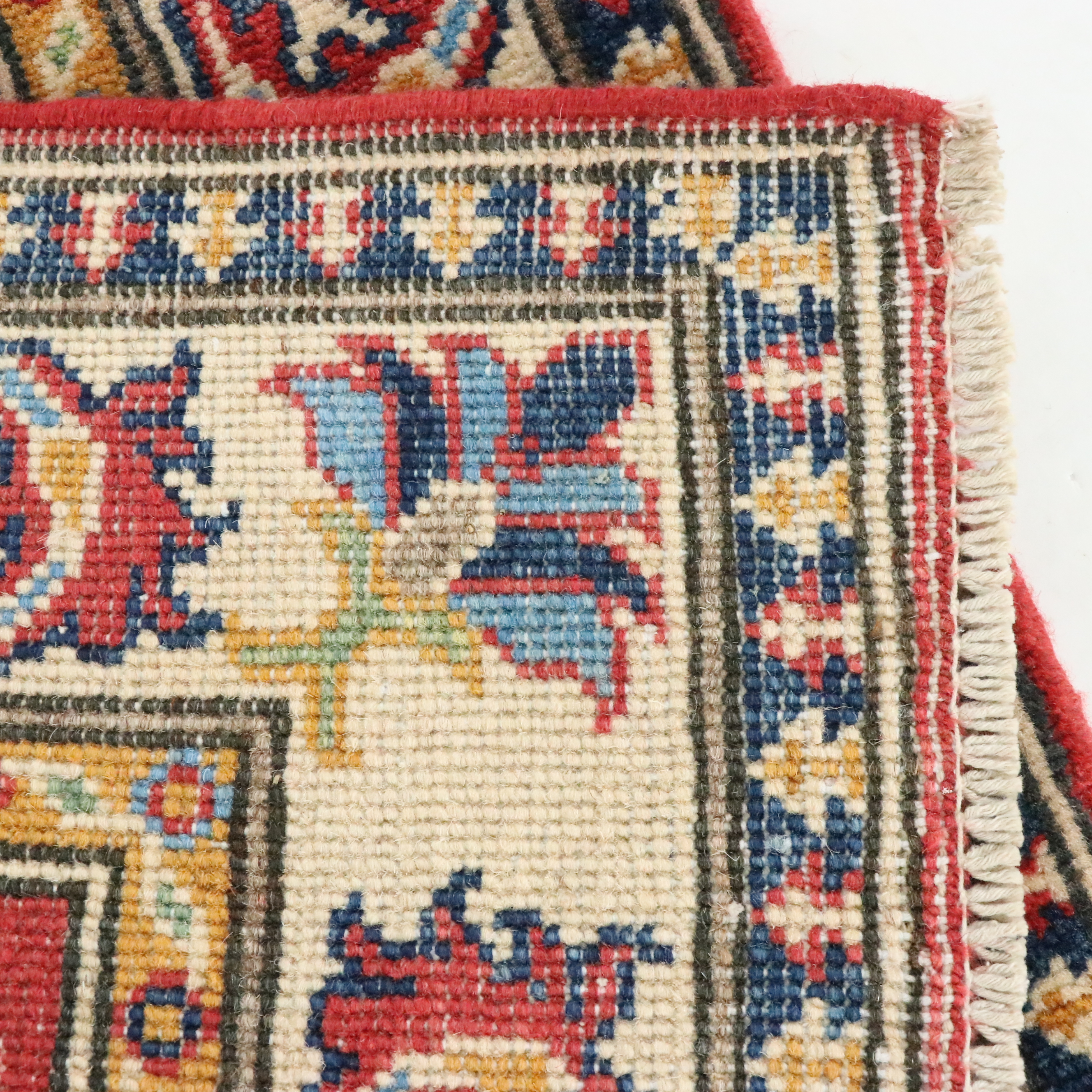 2' x 2'11 Hand-Knotted Afghan Kazak Accent Rug