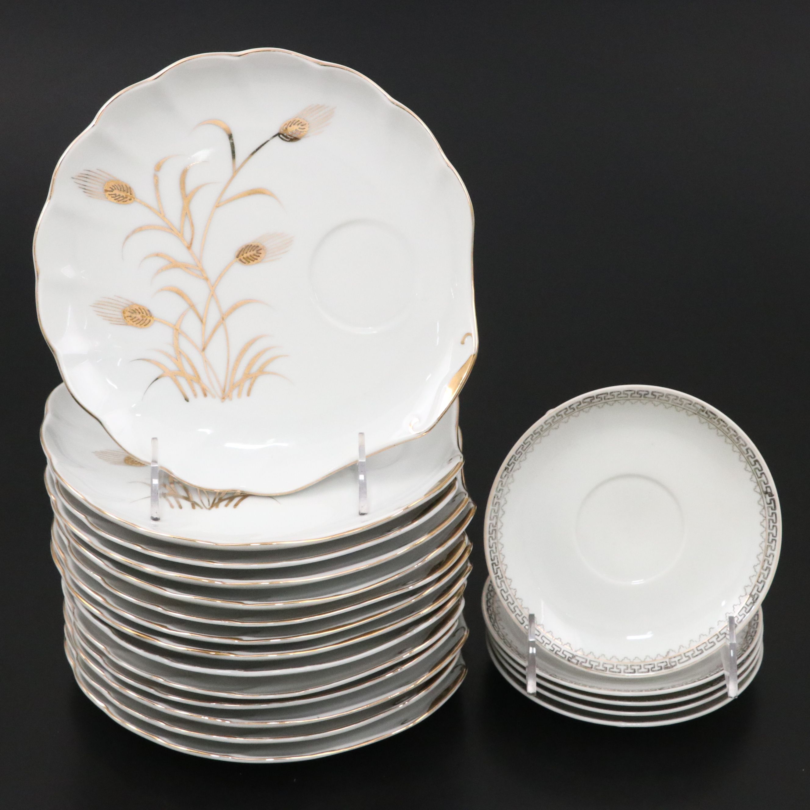 Lefton Gold Gilt Porcelain Teacups and Dessert Plates with Other Teaware