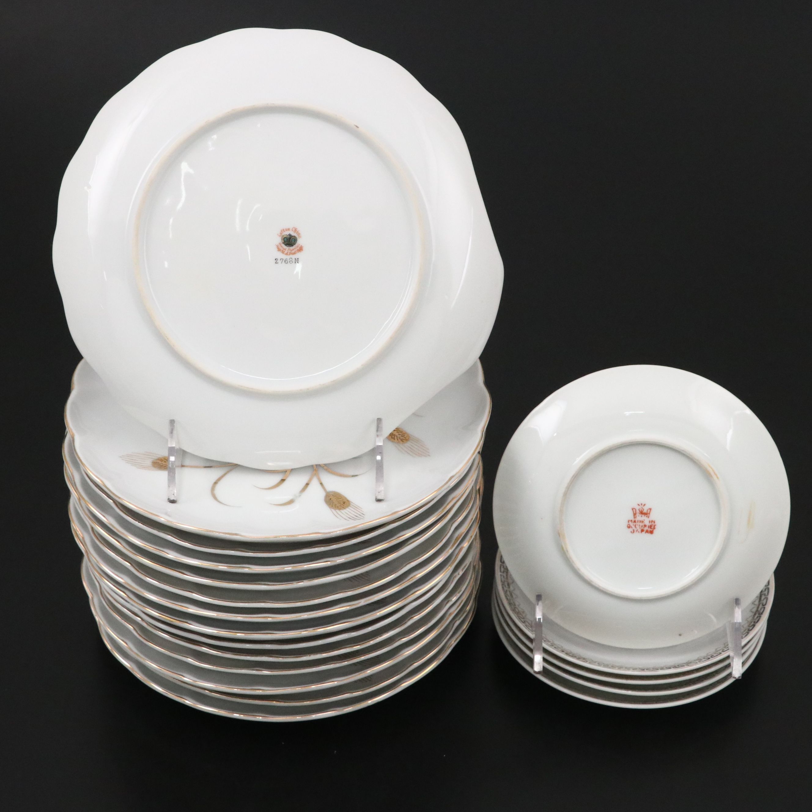 Lefton Gold Gilt Porcelain Teacups and Dessert Plates with Other Teaware