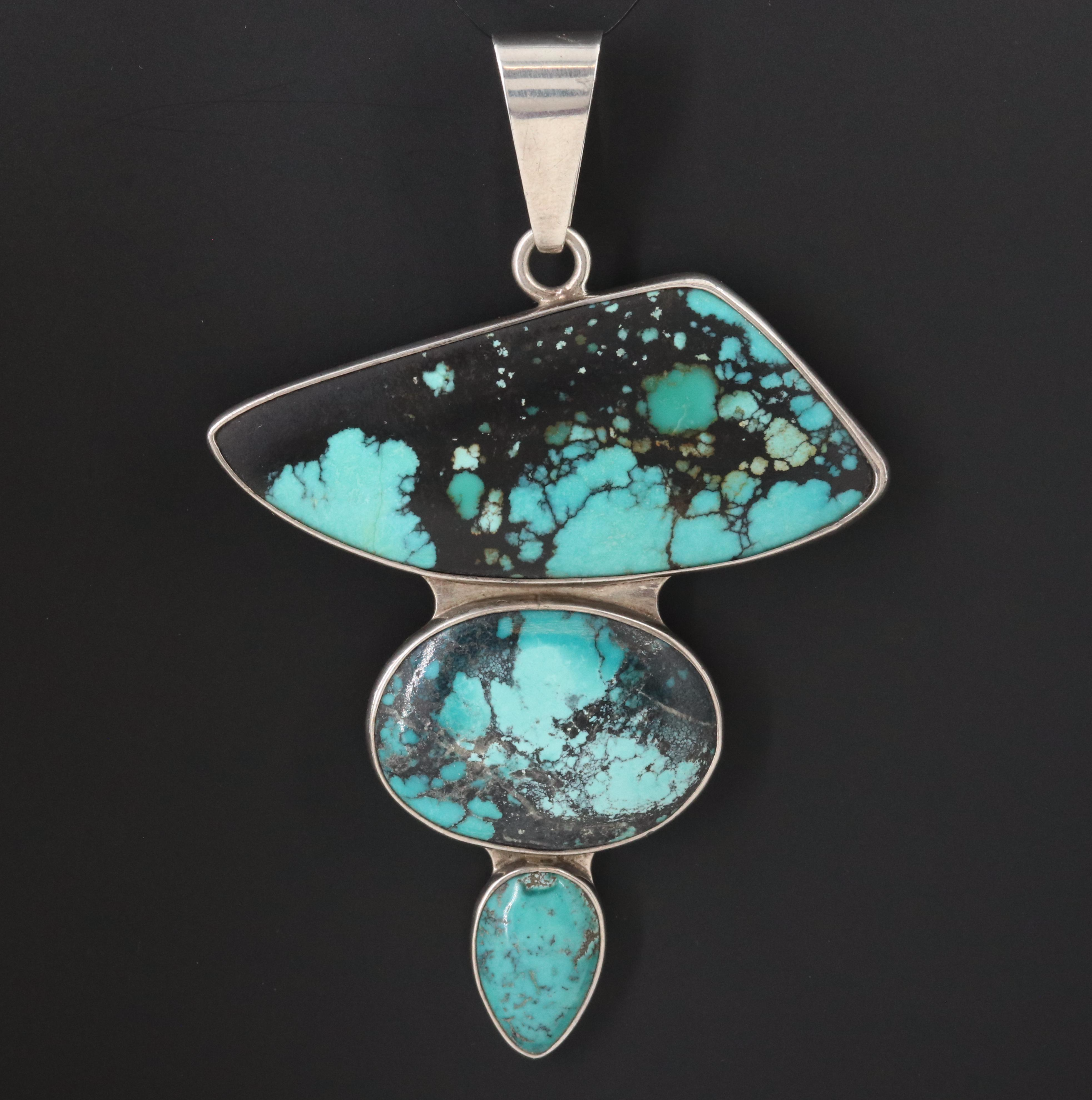 Charles Albert Sterling Turquoise Pendant