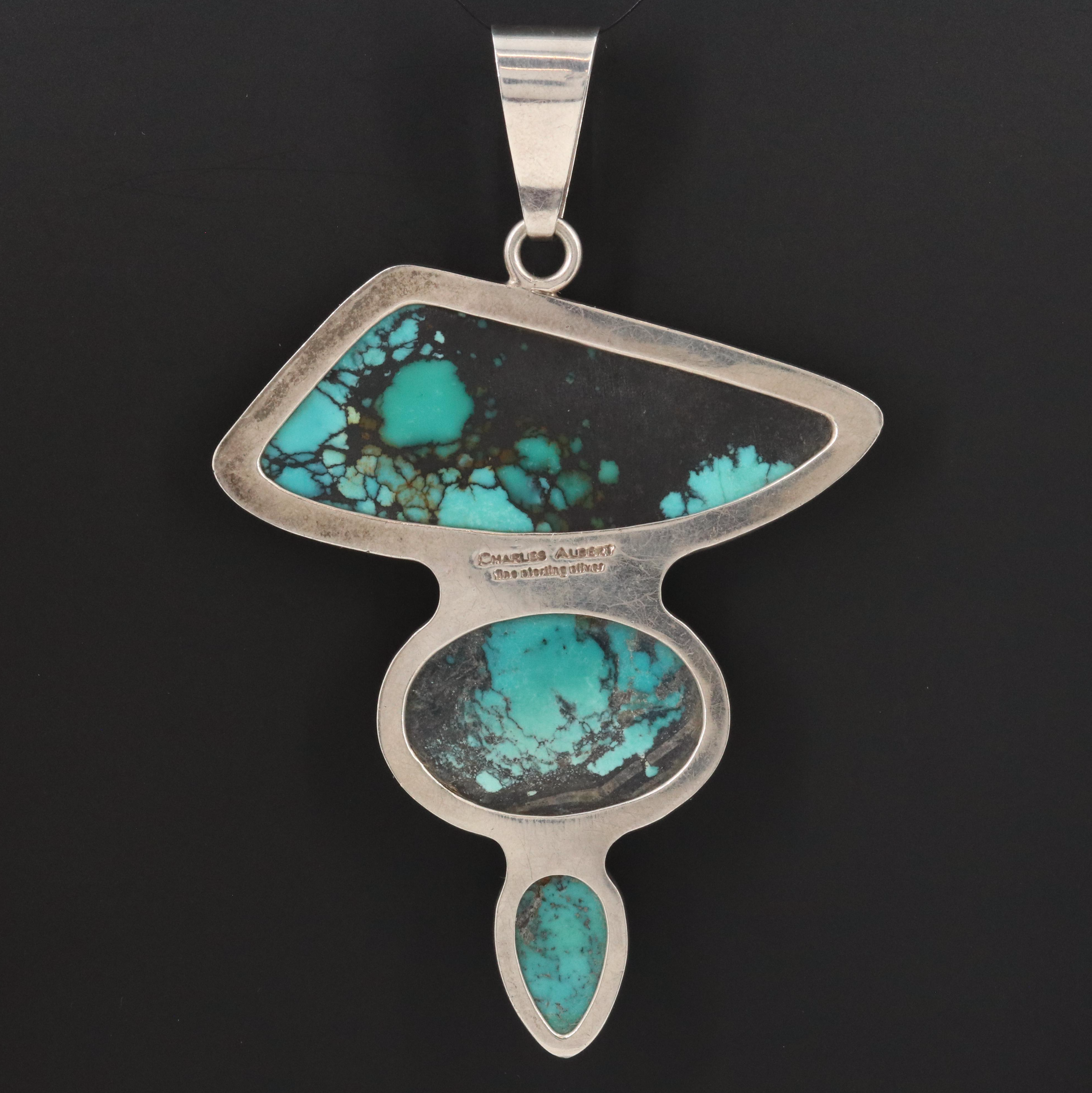 Charles Albert Sterling Turquoise Pendant