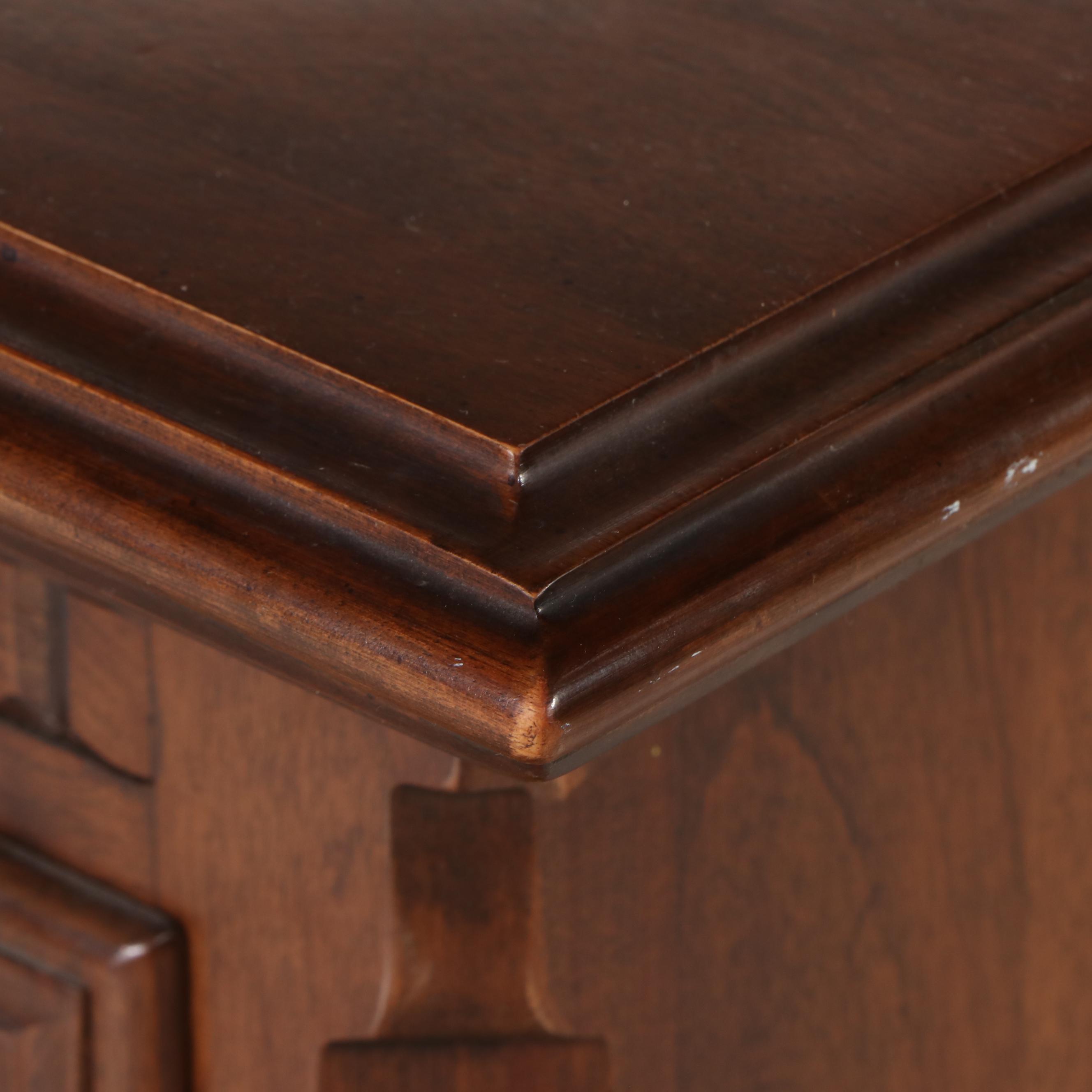 English Style Walnut Finish Flip-Top Sideboard, Mid to Late 20th Century