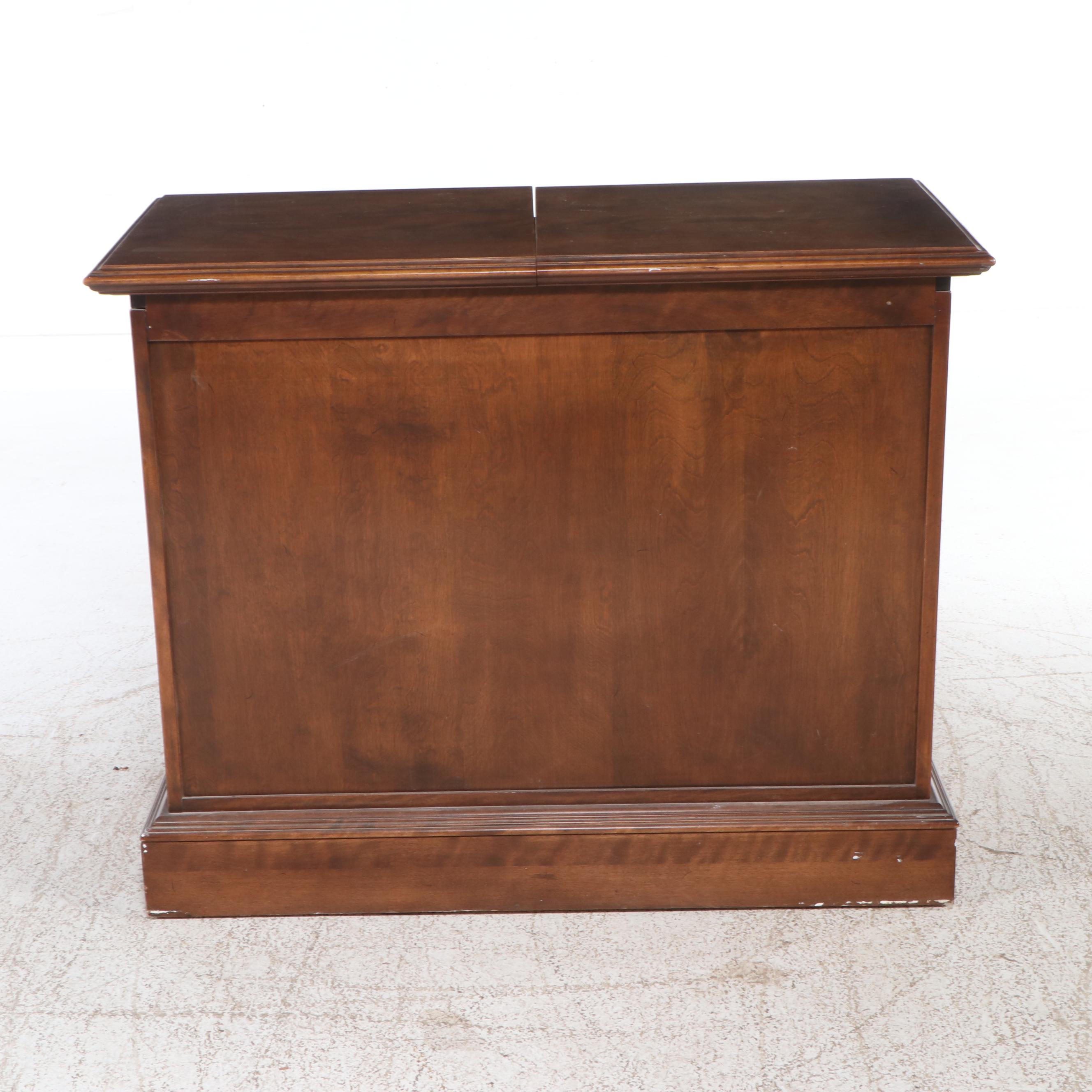 English Style Walnut Finish Flip-Top Sideboard, Mid to Late 20th Century