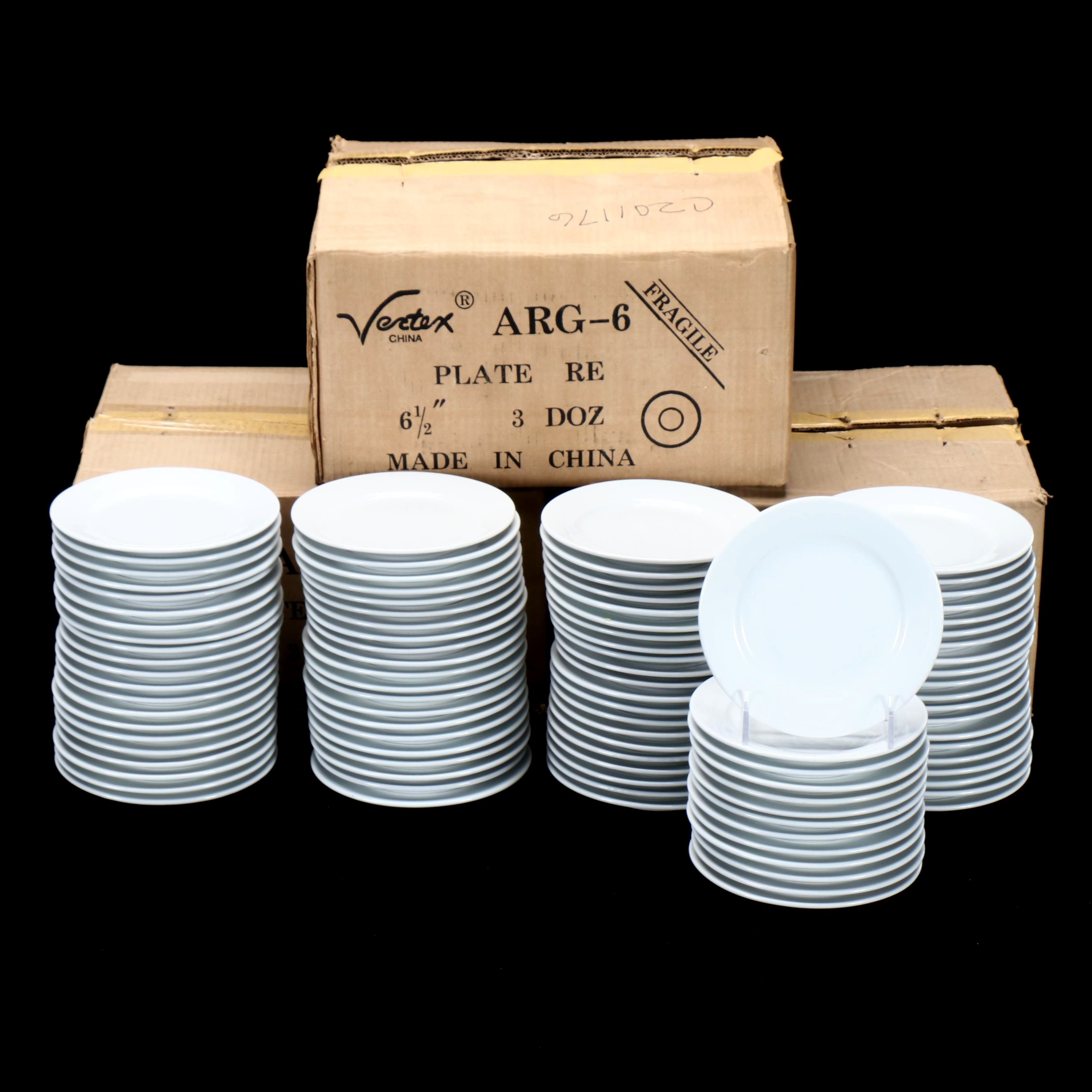 Vertex White Ceramic Bread and Butter Plates