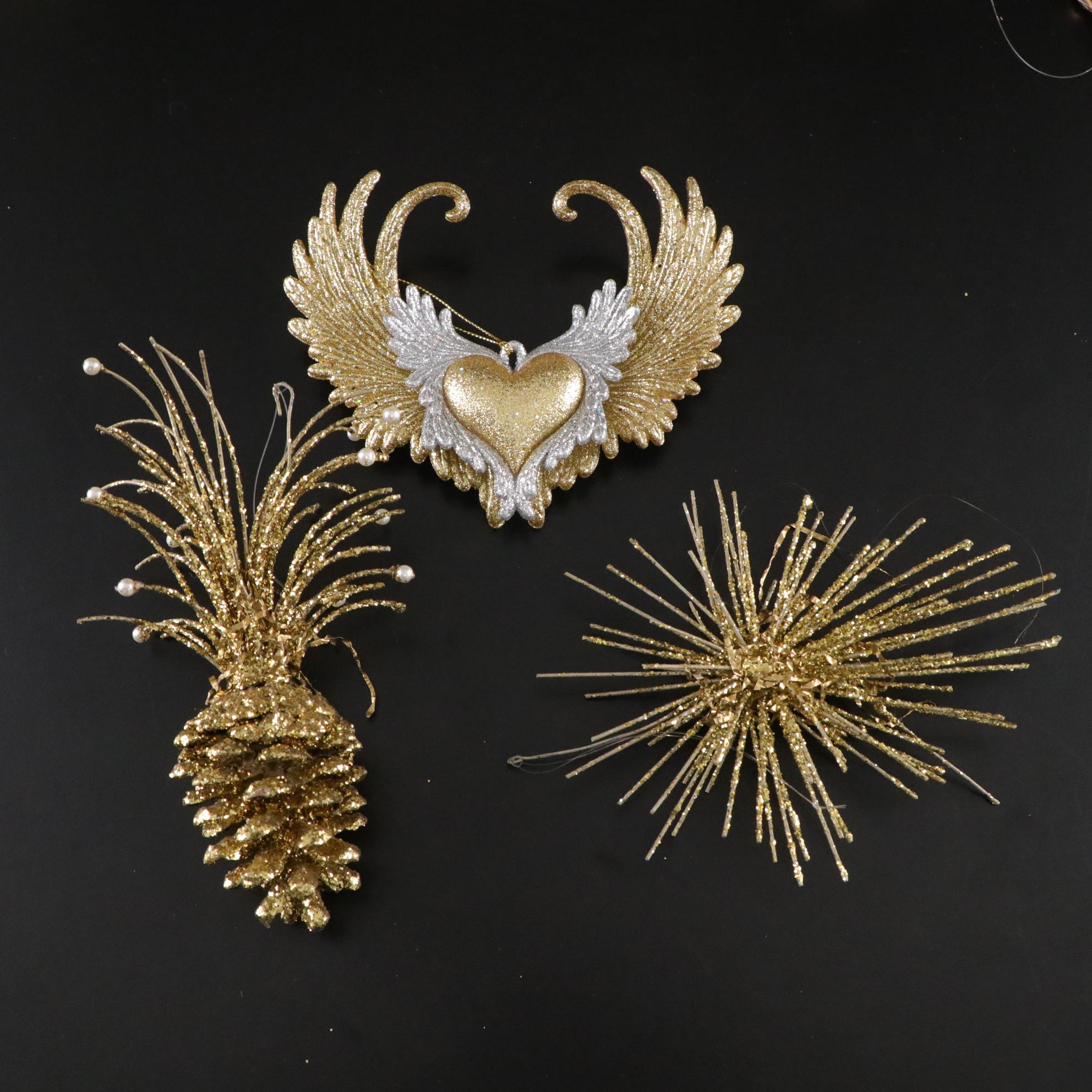 Embellished Gold and Glitter Table Top Christmas Decor, Ornaments and More