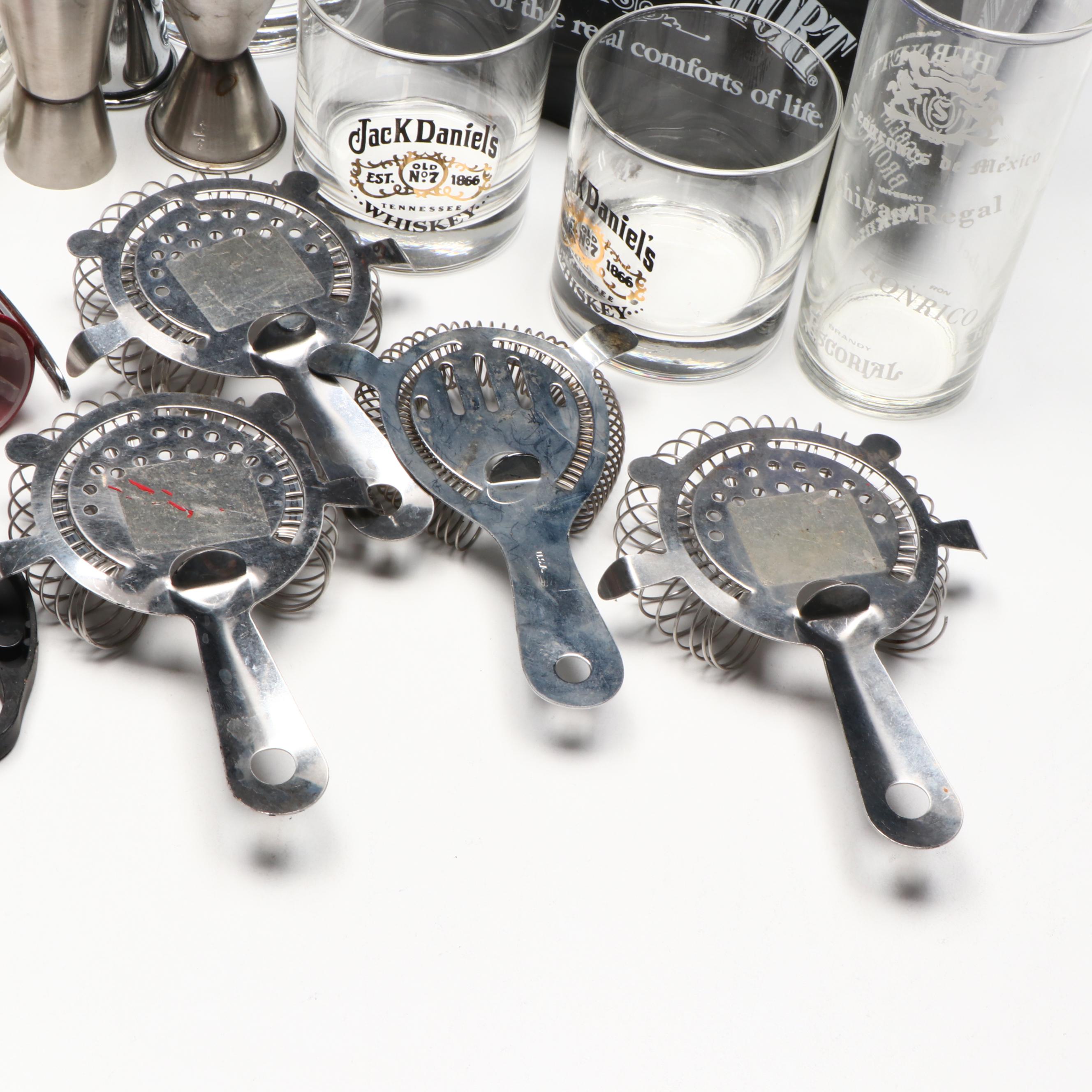 Metal Cocktail Shaker, Jack Daniels Old Fashioned Glasses, and More Barware
