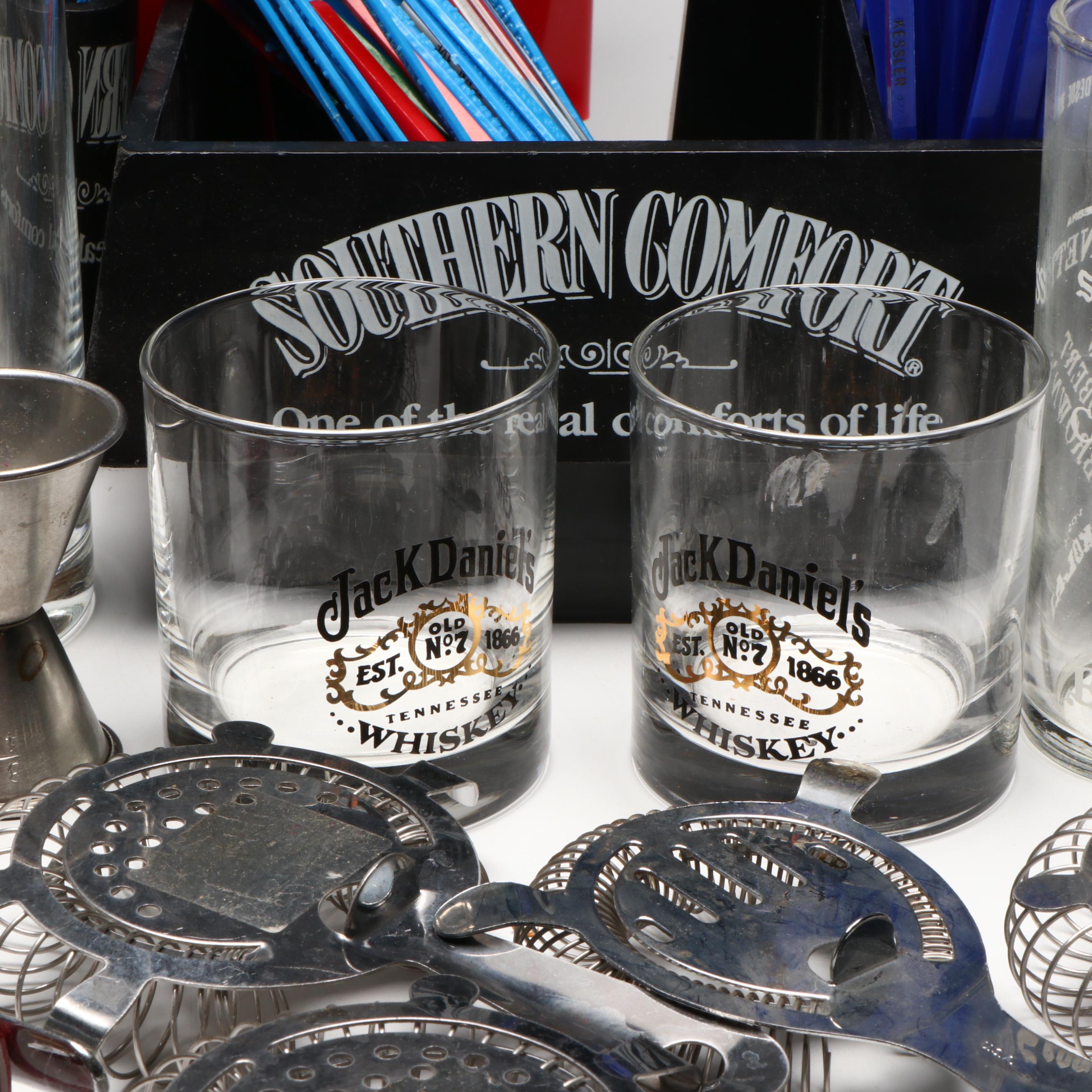 Metal Cocktail Shaker, Jack Daniels Old Fashioned Glasses, and More Barware