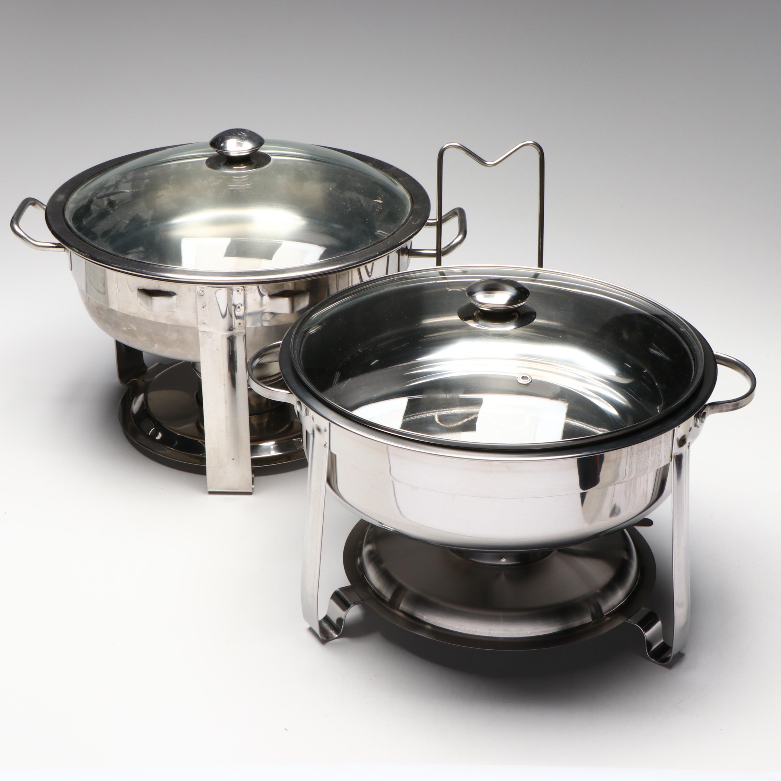 Artisan Metal Works 4-Quart Stainless Steel Chafing Dishes with Glass Lids