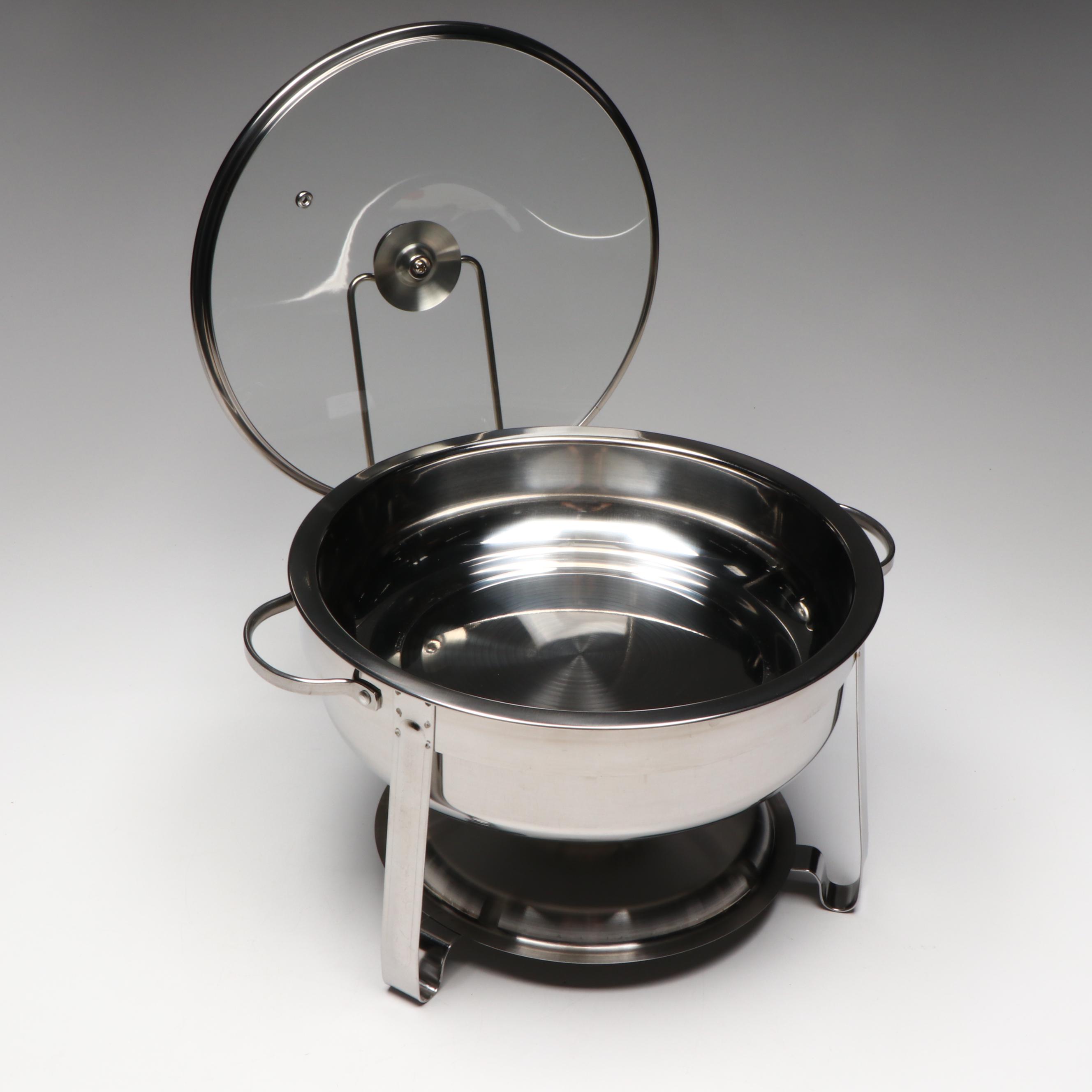 Artisan Metal Works 4-Quart Stainless Steel Chafing Dishes with Glass Lids