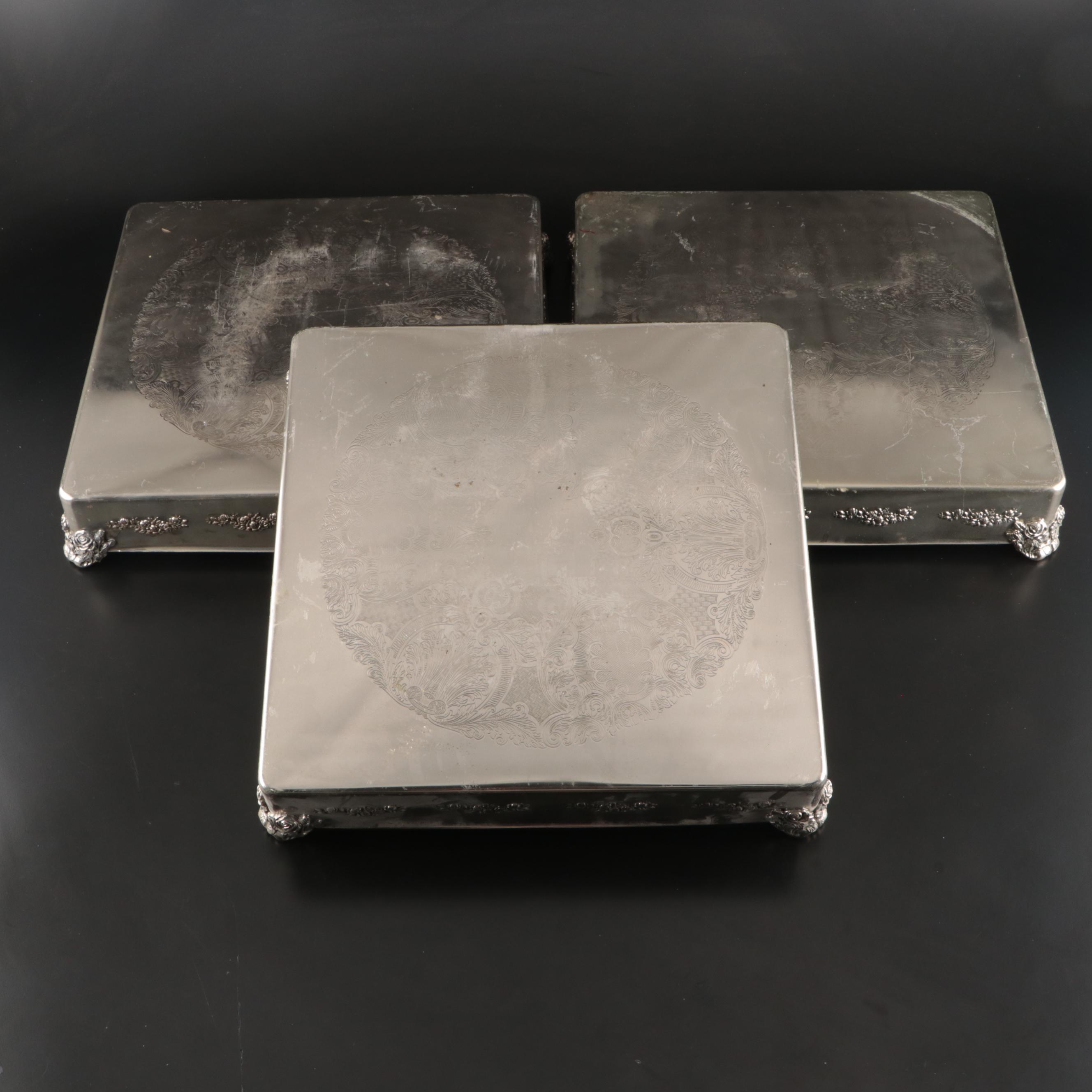 Elegance Silverware Repoussé Metal Serving Trays
