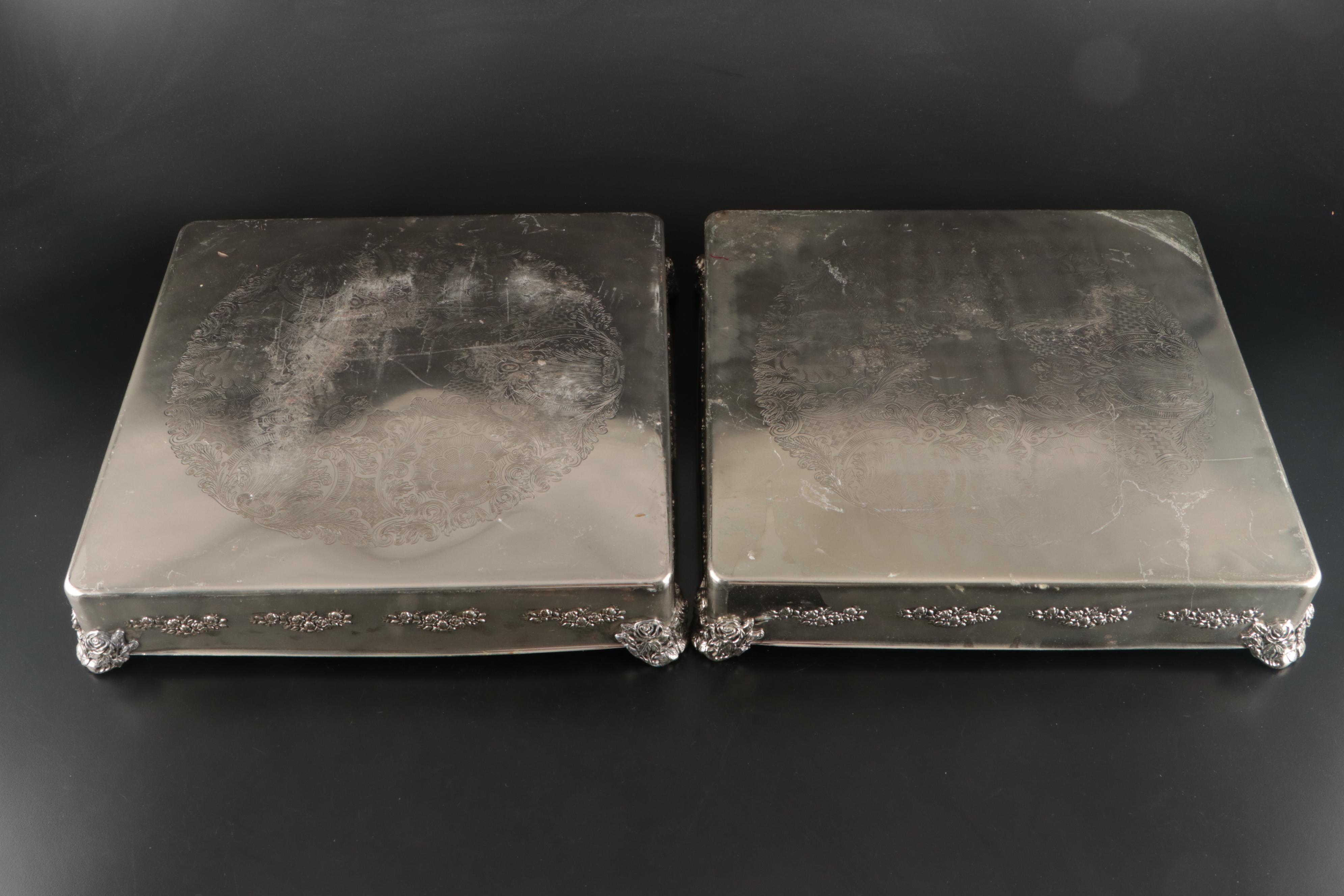 Elegance Silverware Repoussé Metal Serving Trays