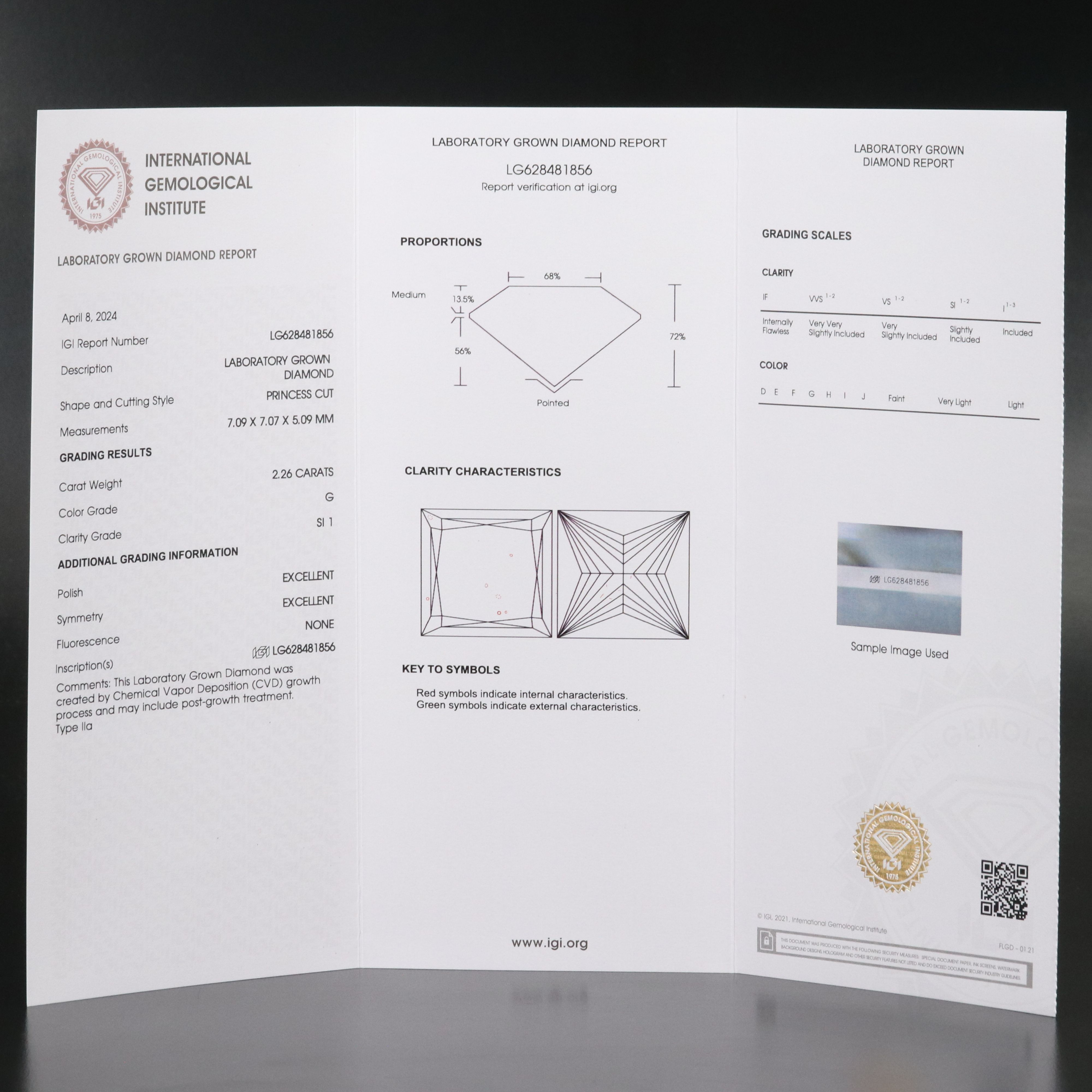 Loose 2.26 CT Lab Grown Diamond with IGI Report