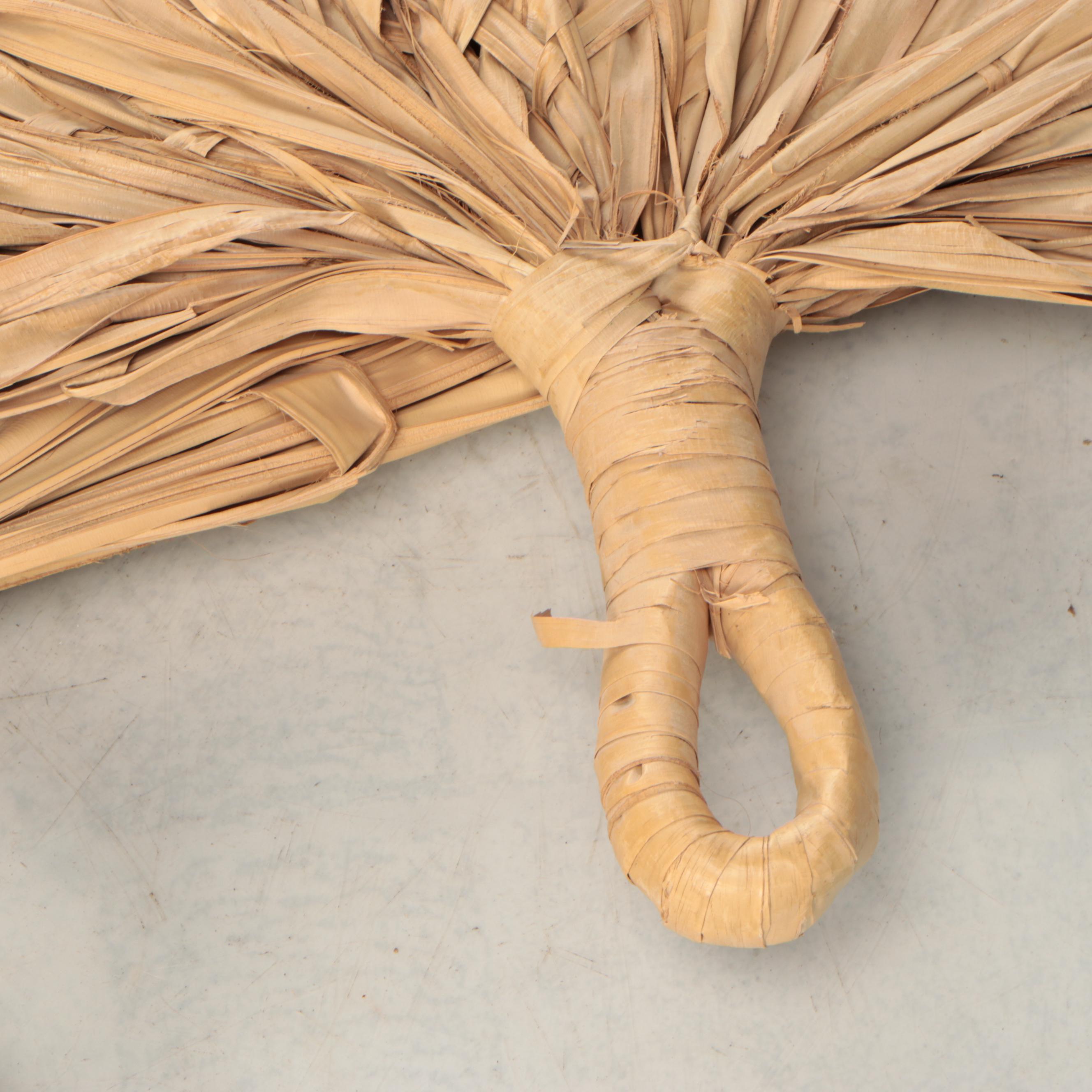 Pair of Large Woven Palm Leaf Fans