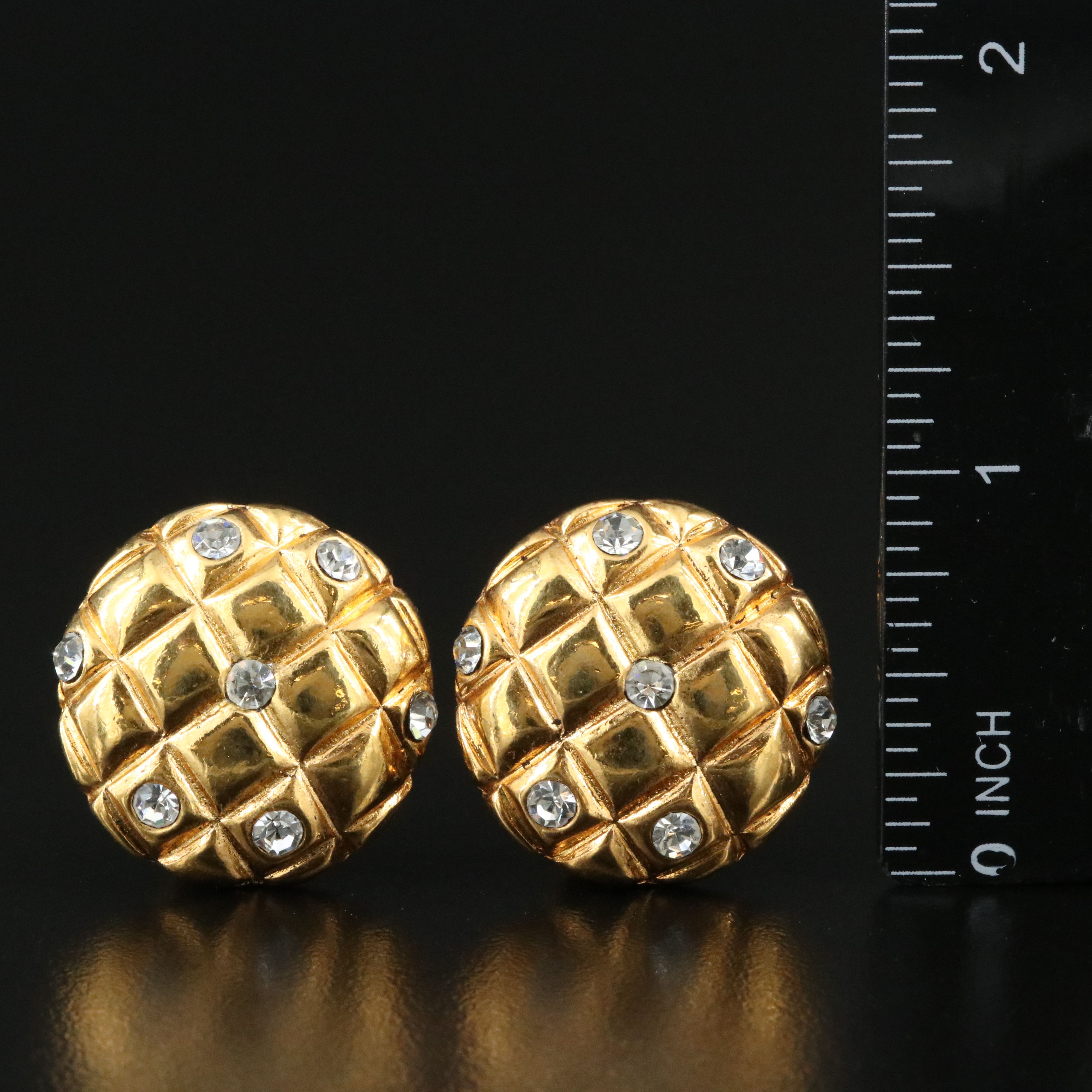 Chanel Matelasse and Crystal Clip Earrings