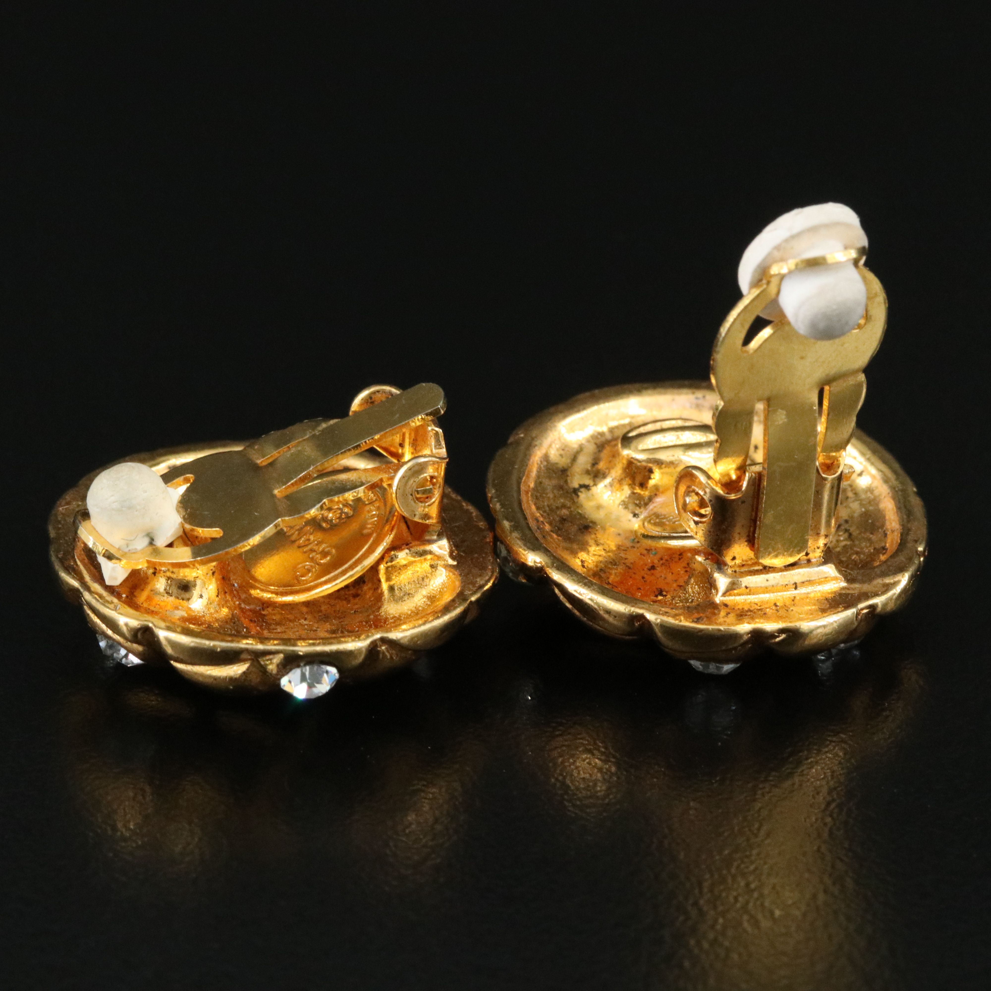 Chanel Matelasse and Crystal Clip Earrings