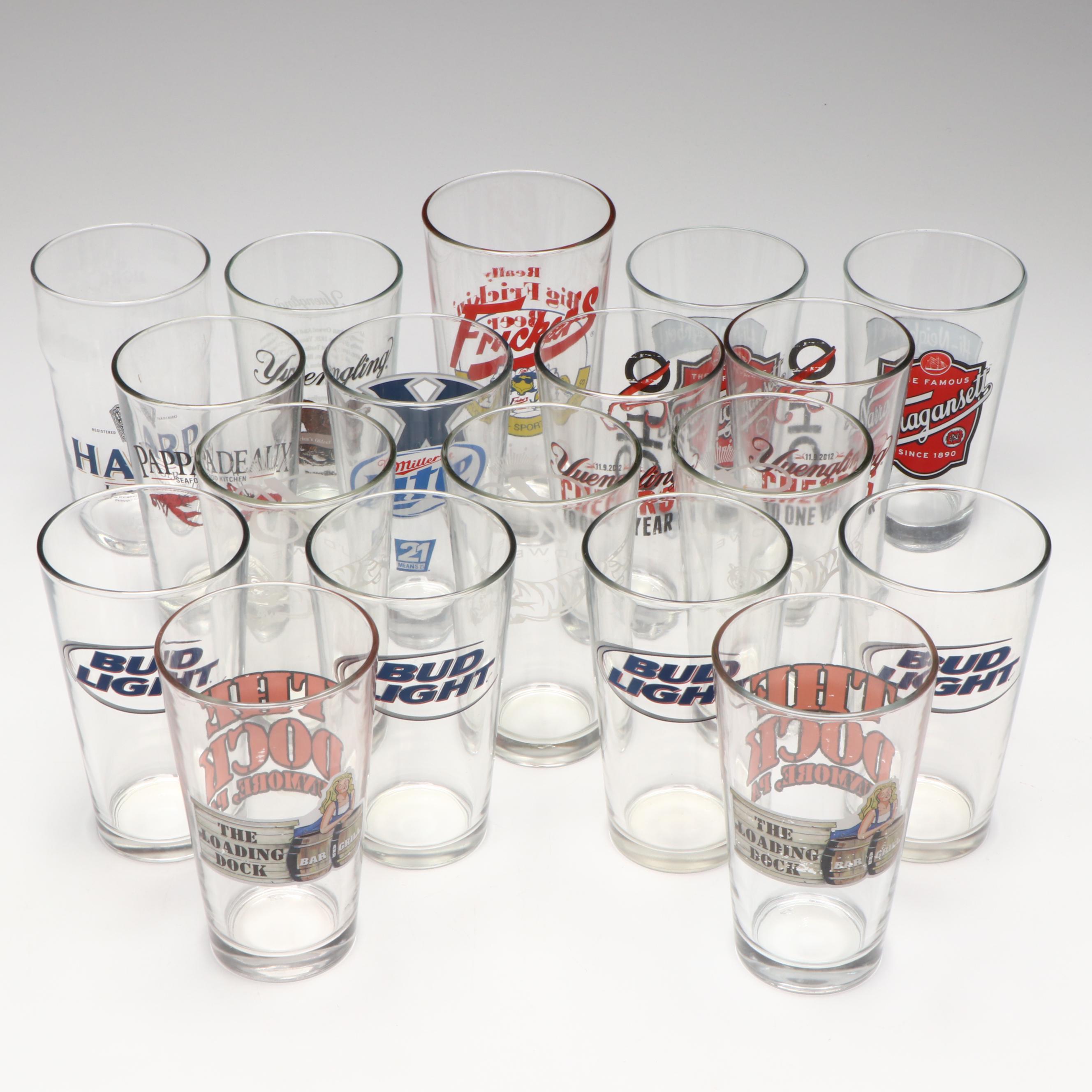 Narragansett, Bud Light, Yuengling and Other Breweriana Logo Pint Glasses