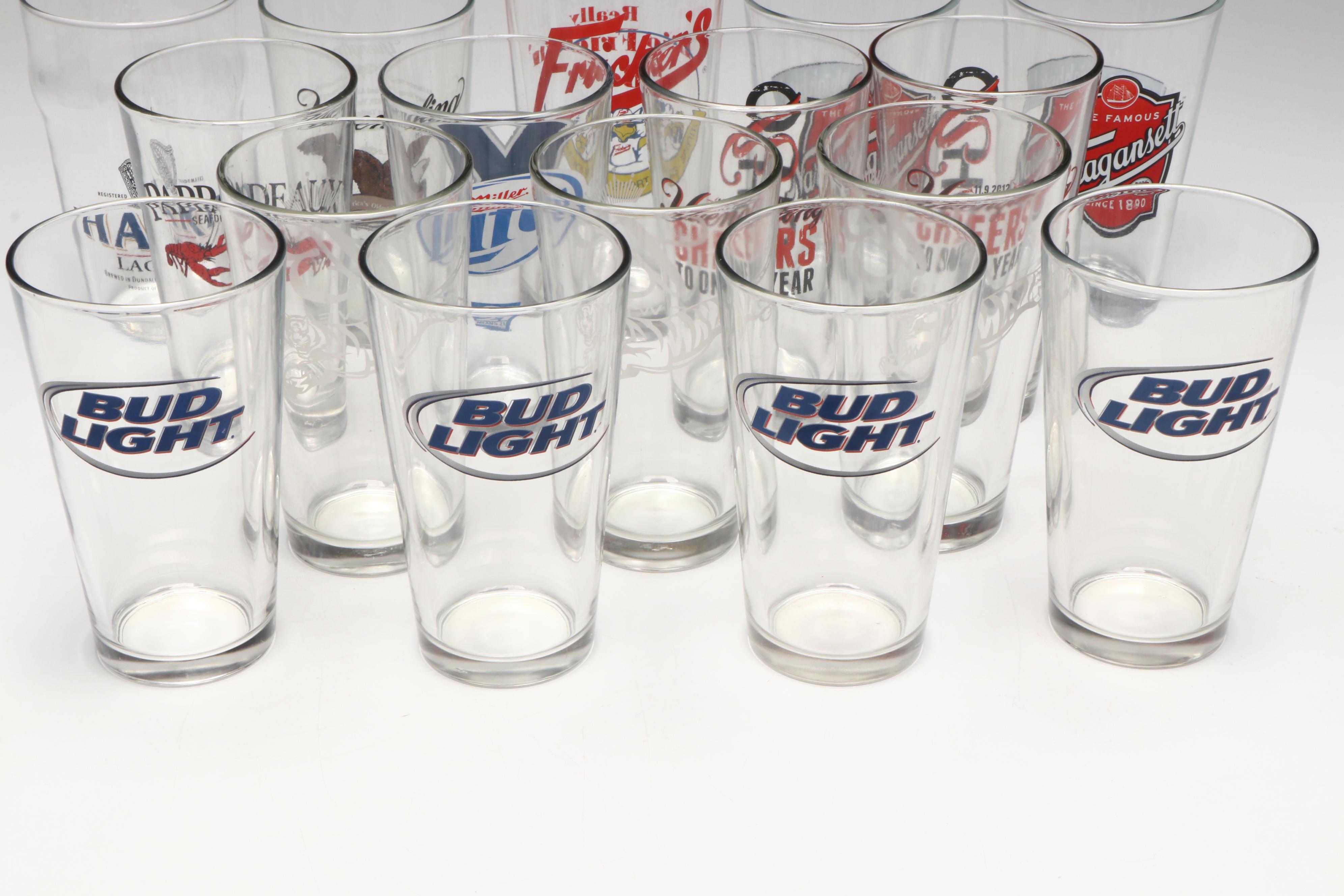 Narragansett, Bud Light, Yuengling and Other Breweriana Logo Pint Glasses