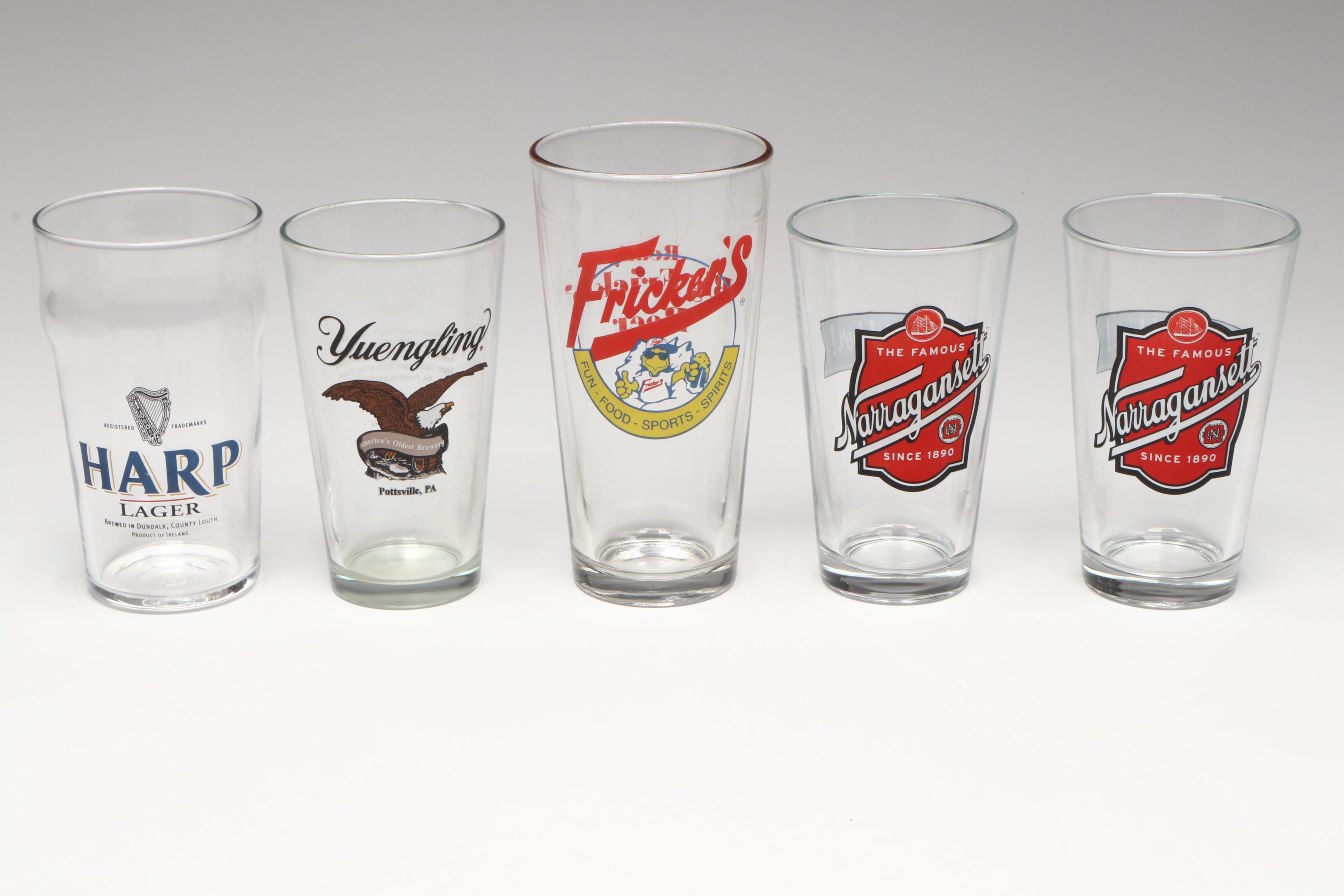 Narragansett, Bud Light, Yuengling and Other Breweriana Logo Pint Glasses