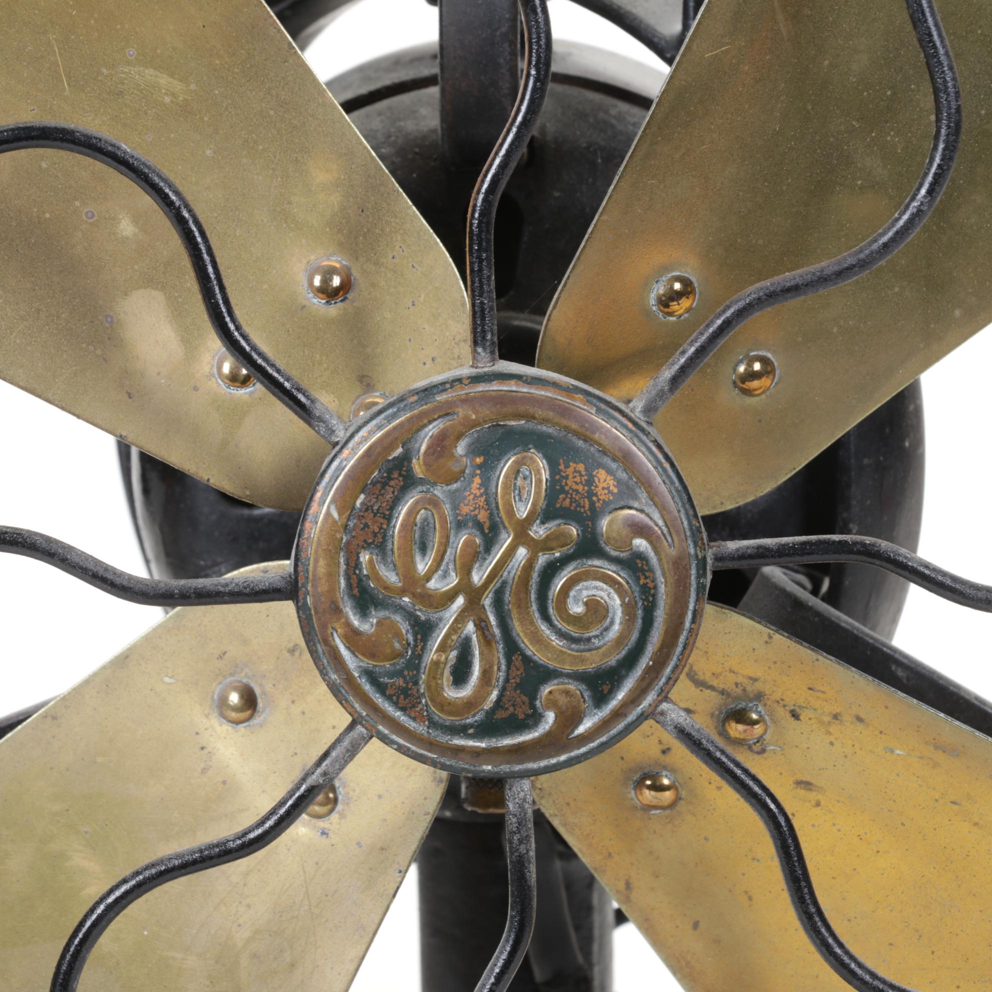 General Electric Brass Blade Table-Top Fan, Early 20th Century